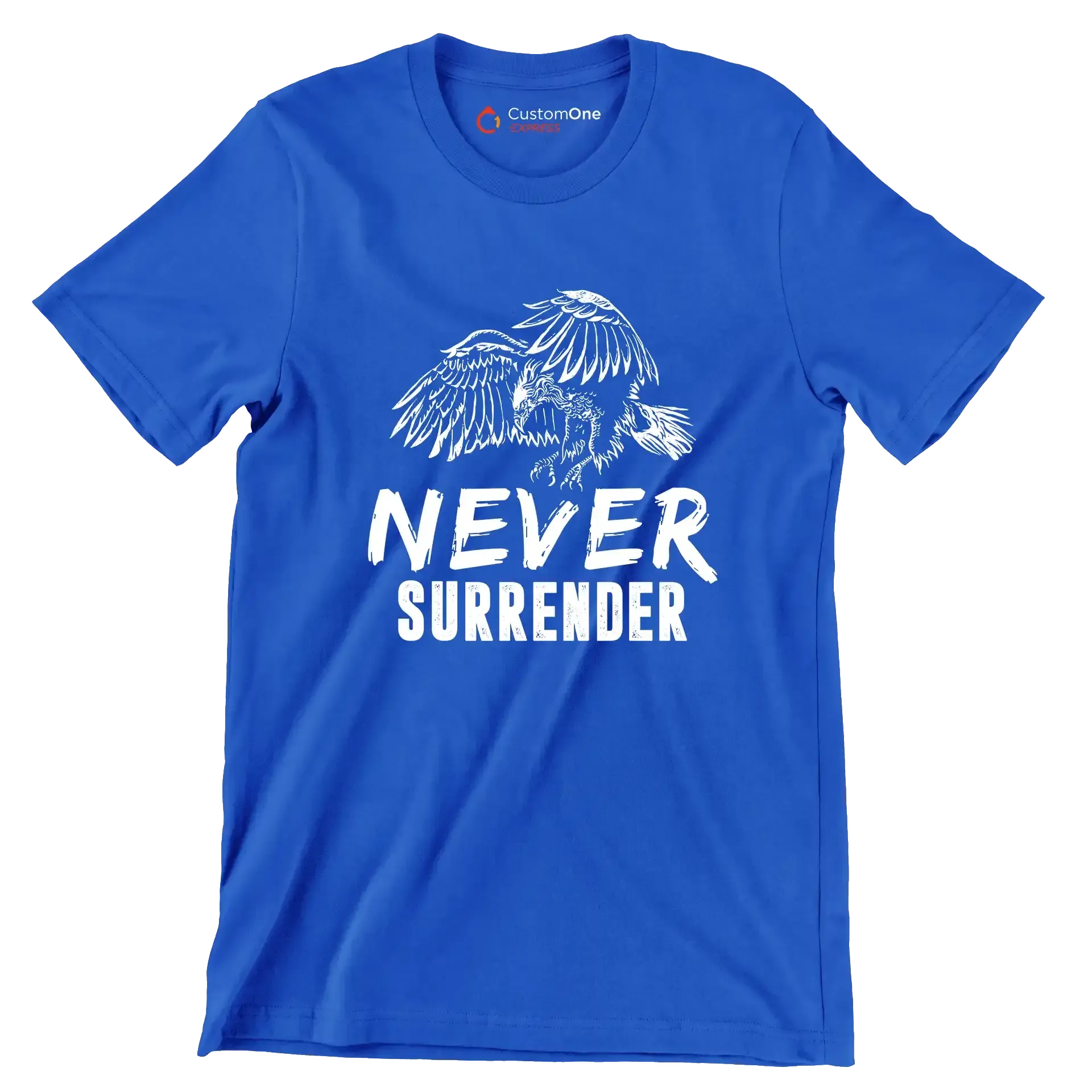 Never Surrender - Motivational Themed T-Shirt-Blue-S-Custom One Express