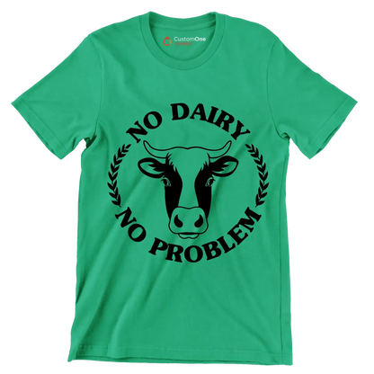 No dairy No problem - Vegan Themed T-Shirt-Green-S-Custom One Express