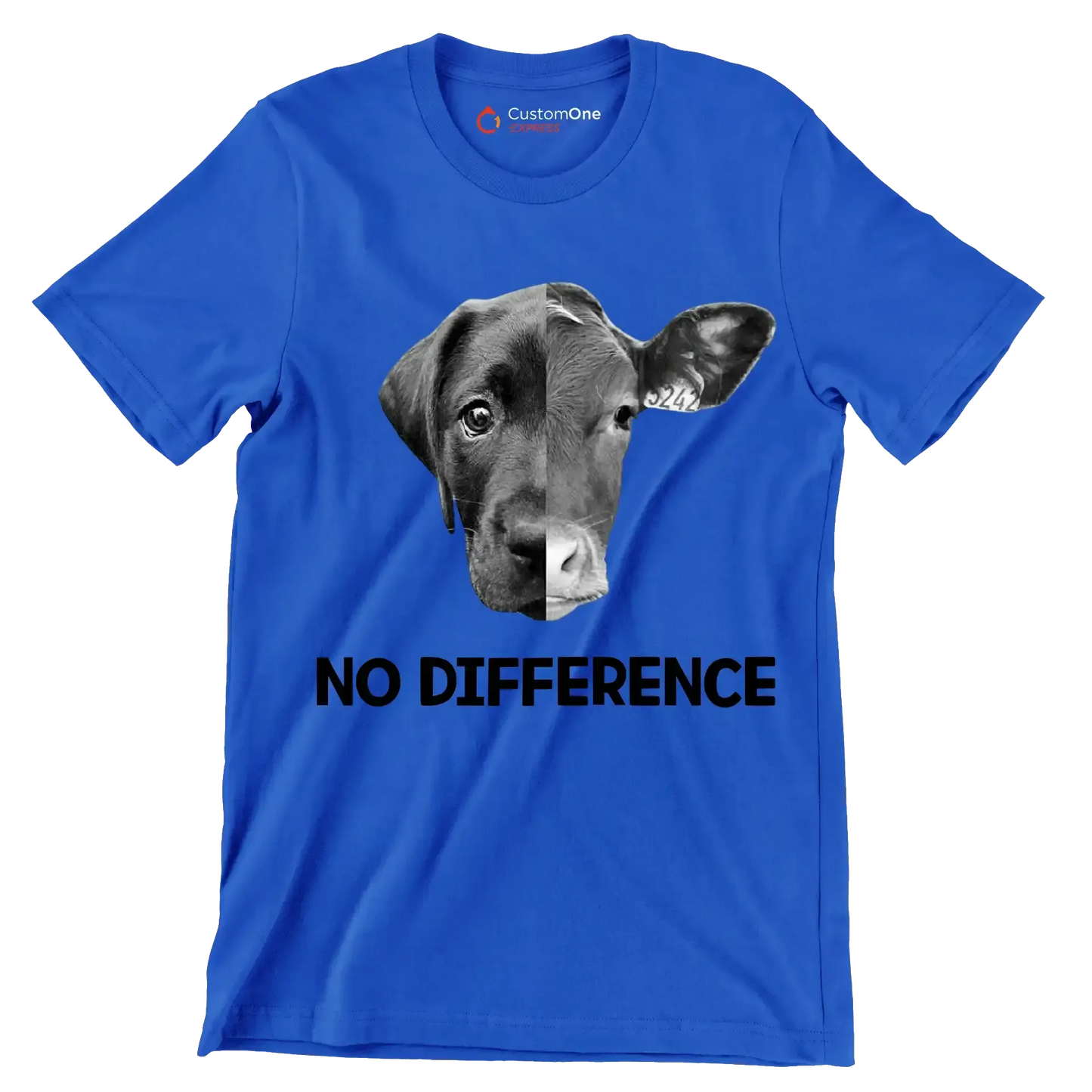 No difference - Vegan Themed T-Shirt-Blue-S-Custom One Express