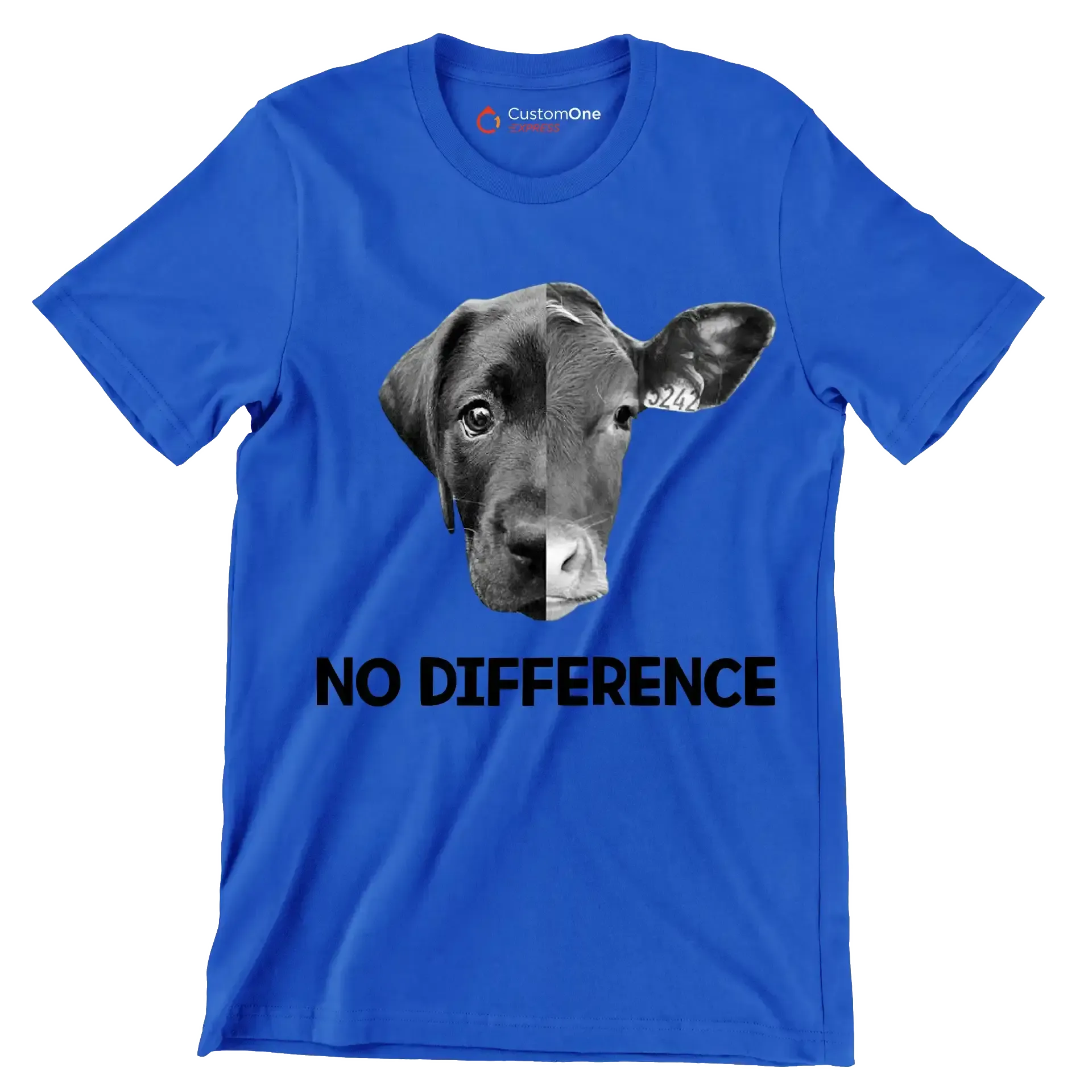 No difference - Vegan Themed T-Shirt-Blue-S-Custom One Express