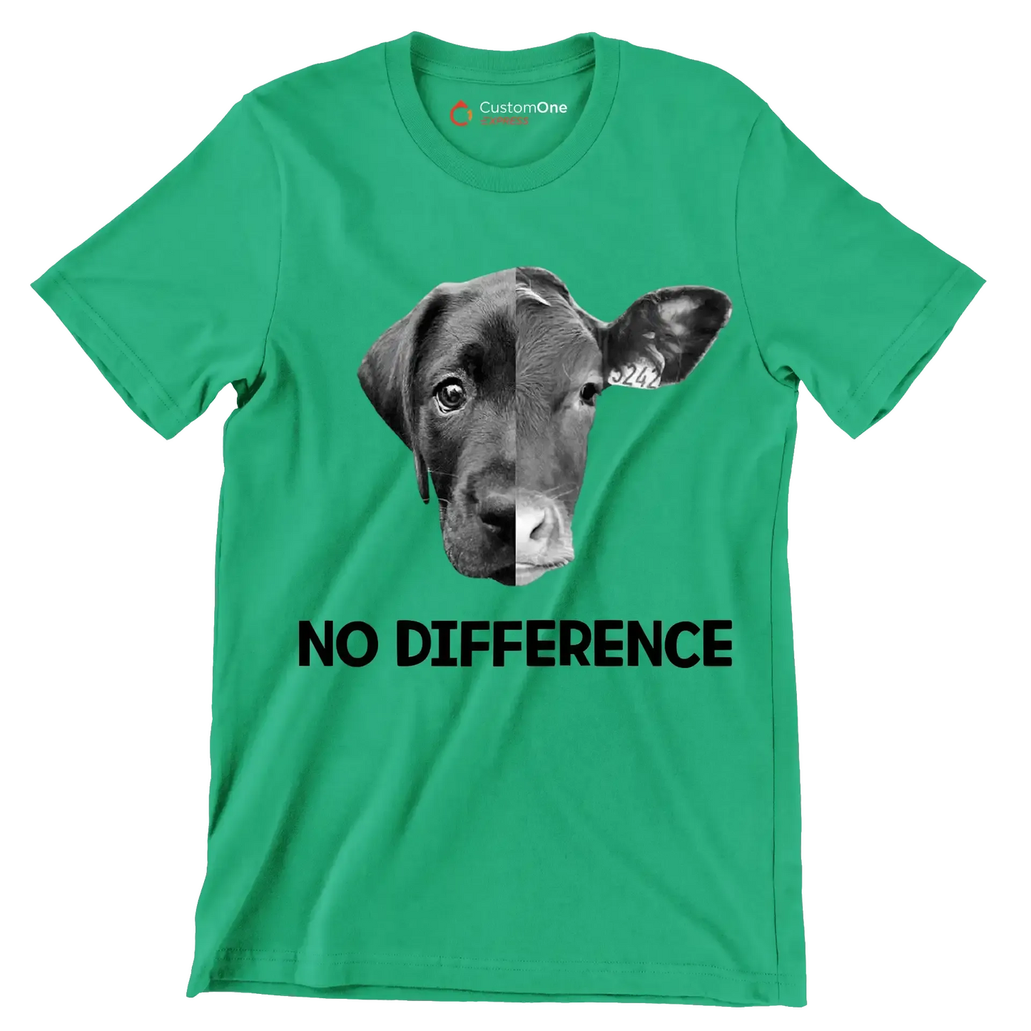 No difference - Vegan Themed T-Shirt-Green-S-Custom One Express