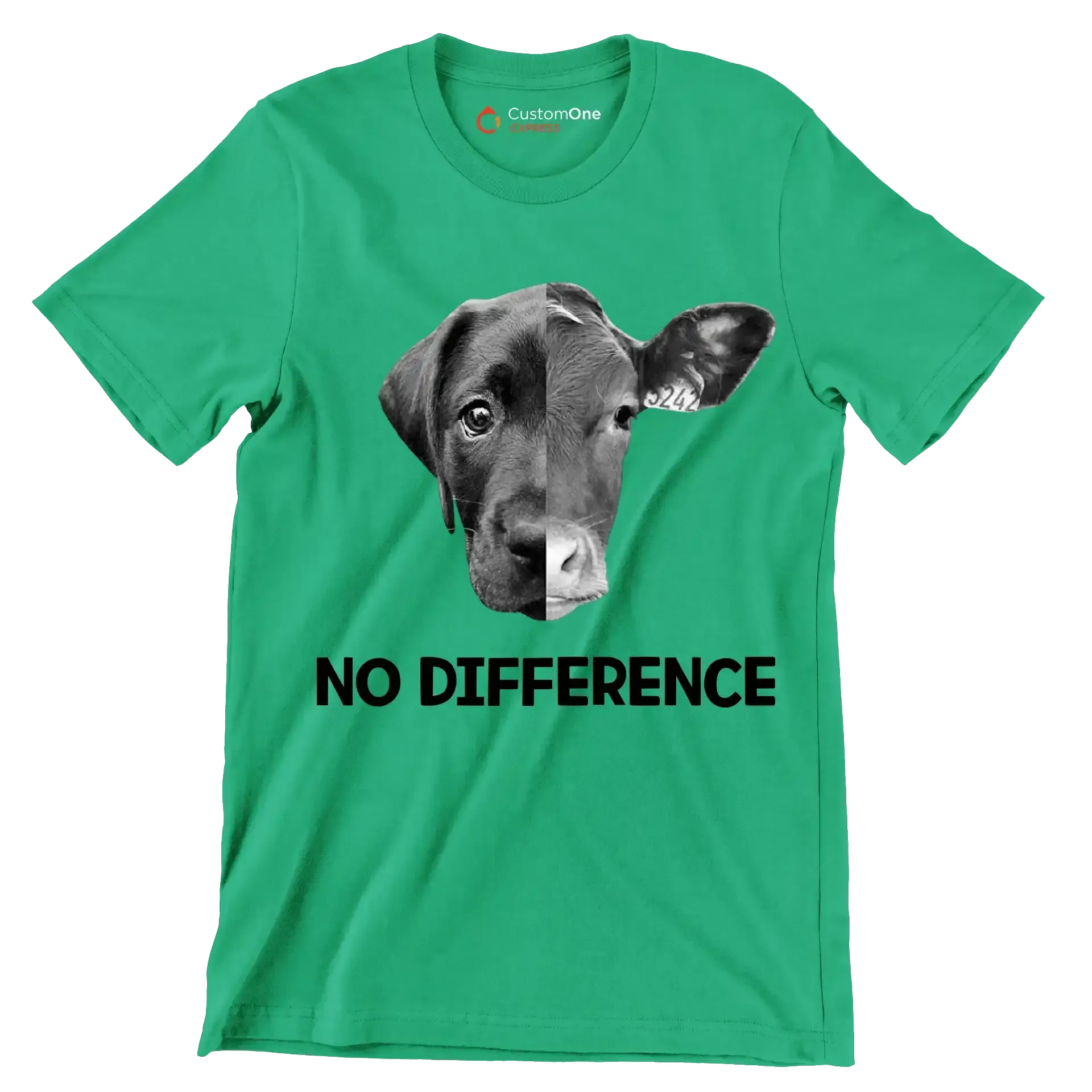 No difference - Vegan Themed T-Shirt-Green-S-Custom One Express