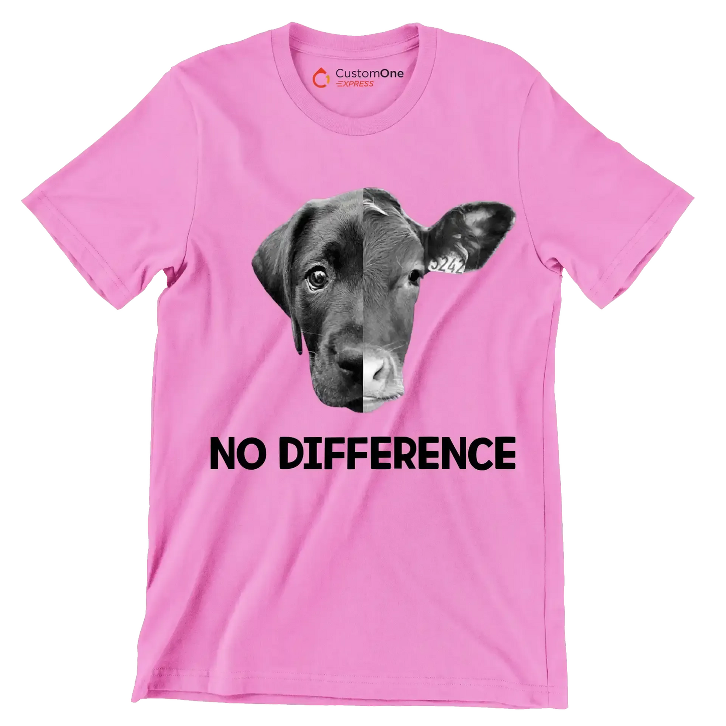 No difference - Vegan Themed T-Shirt-Pink-S-Custom One Express