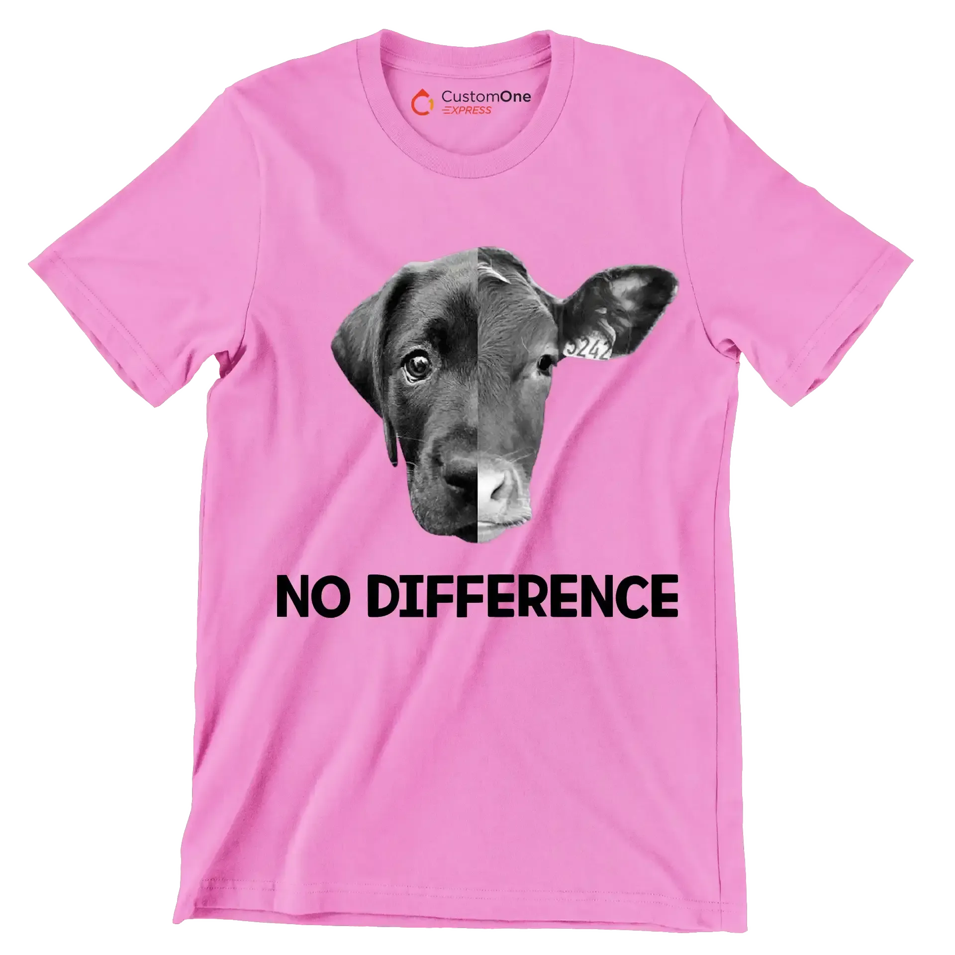 No difference - Vegan Themed T-Shirt-Pink-S-Custom One Express