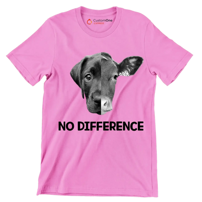 No difference - Vegan Themed T-Shirt-Pink-S-Custom One Express