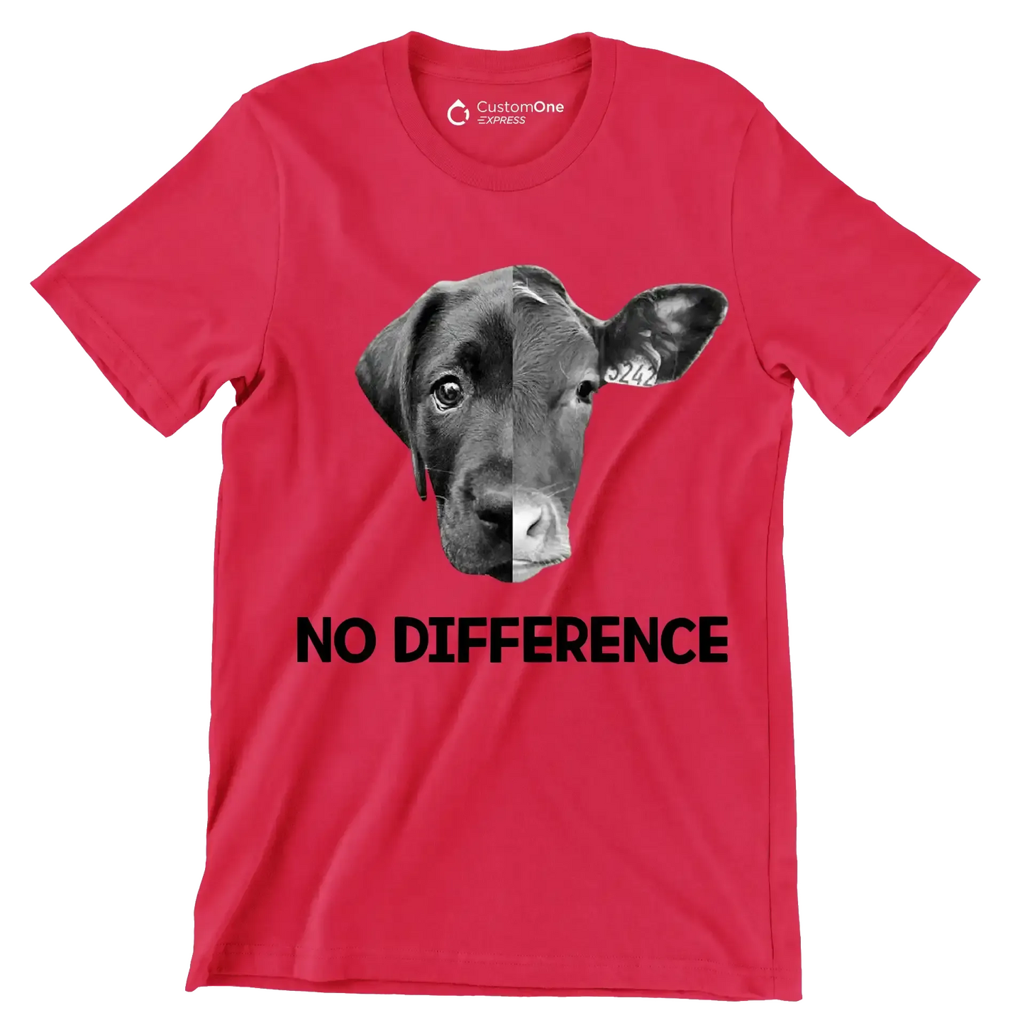 No difference - Vegan Themed T-Shirt-Red-S-Custom One Express