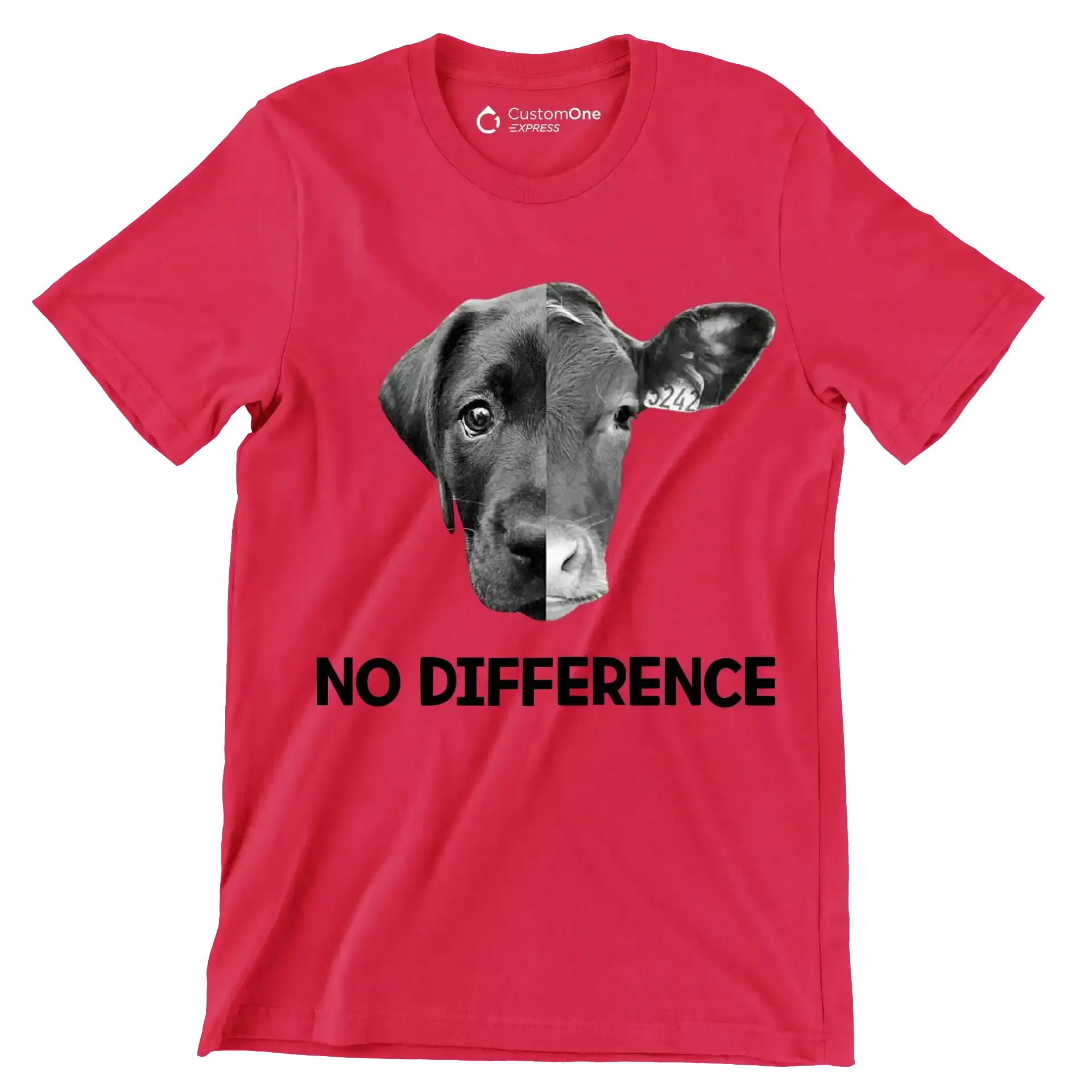 No difference - Vegan Themed T-Shirt-Red-S-Custom One Express