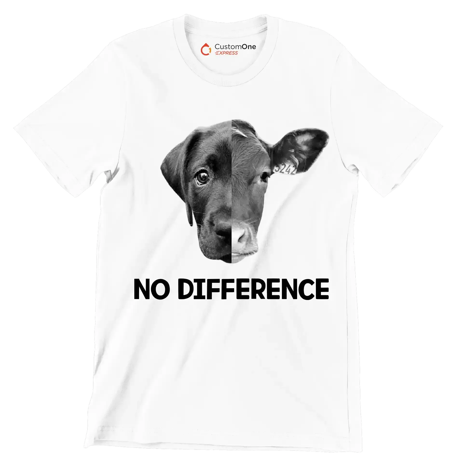 No difference - Vegan Themed T-Shirt-White-S-Custom One Express