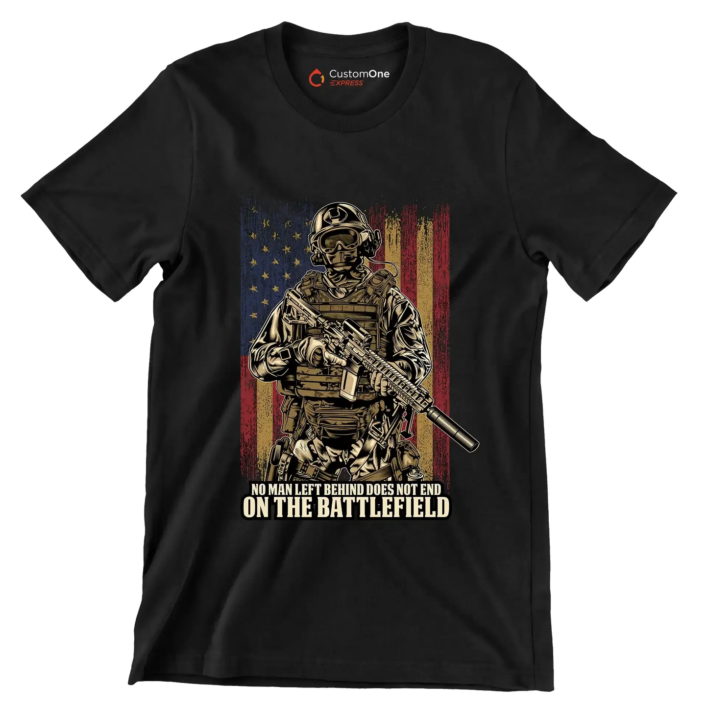 No man left behind does not end on the battlefield - Veterans Themed T-Shirt-Black-Custom One Express