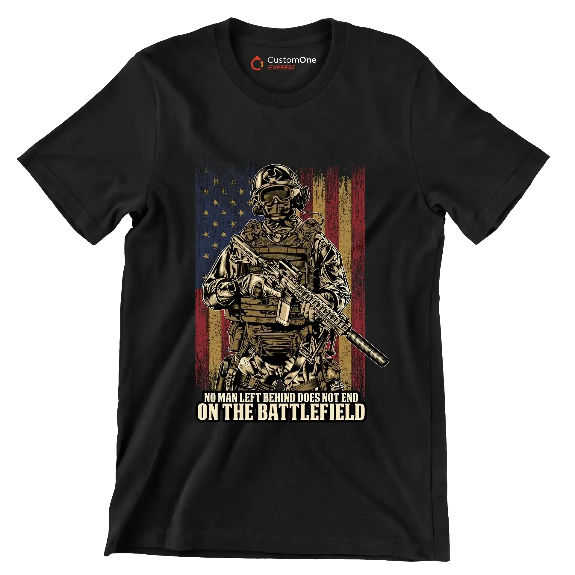 No man left behind does not end on the battlefield - Veterans Themed T-Shirt-Black-Custom One Express