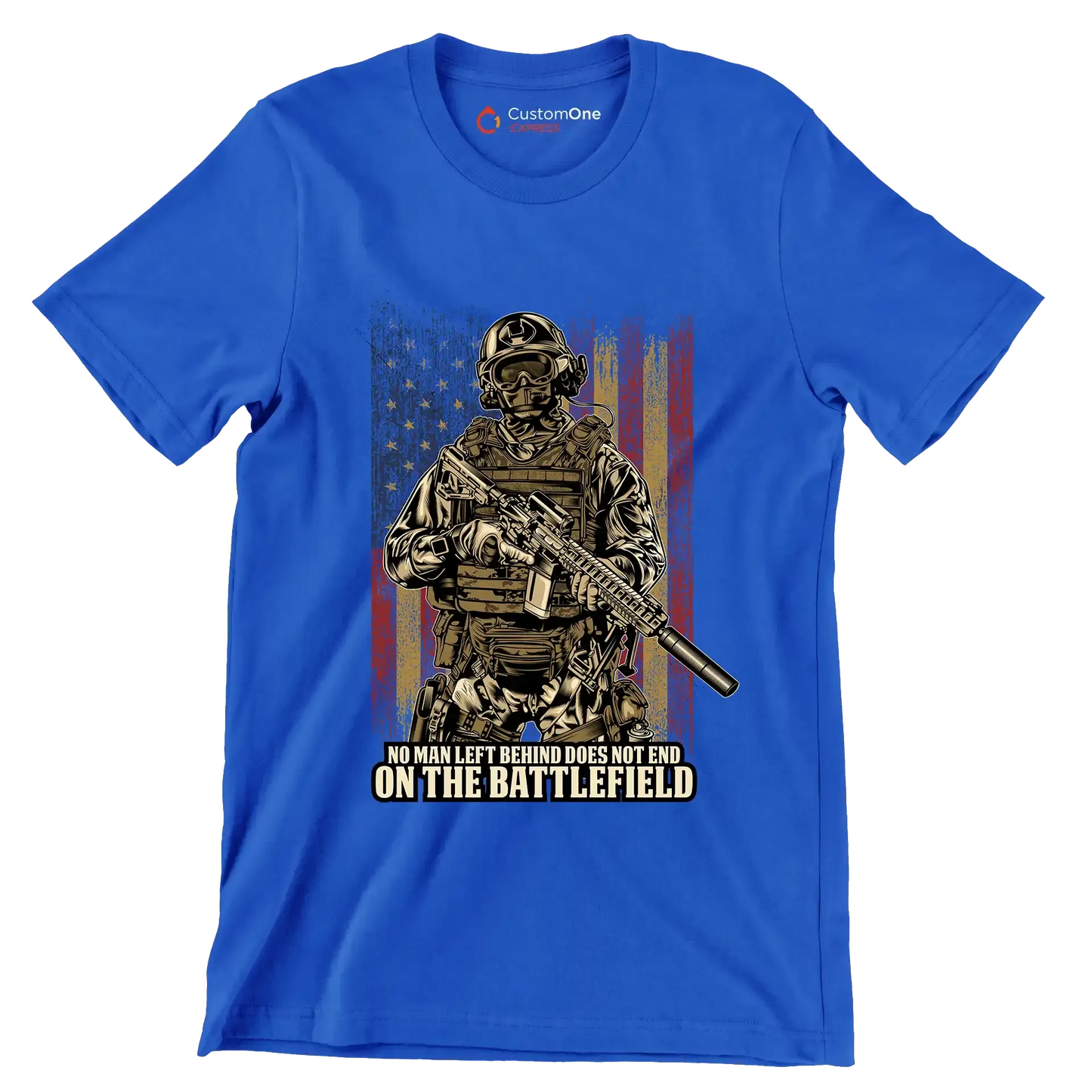 No man left behind does not end on the battlefield - Veterans Themed T-Shirt-Blue-Custom One Express