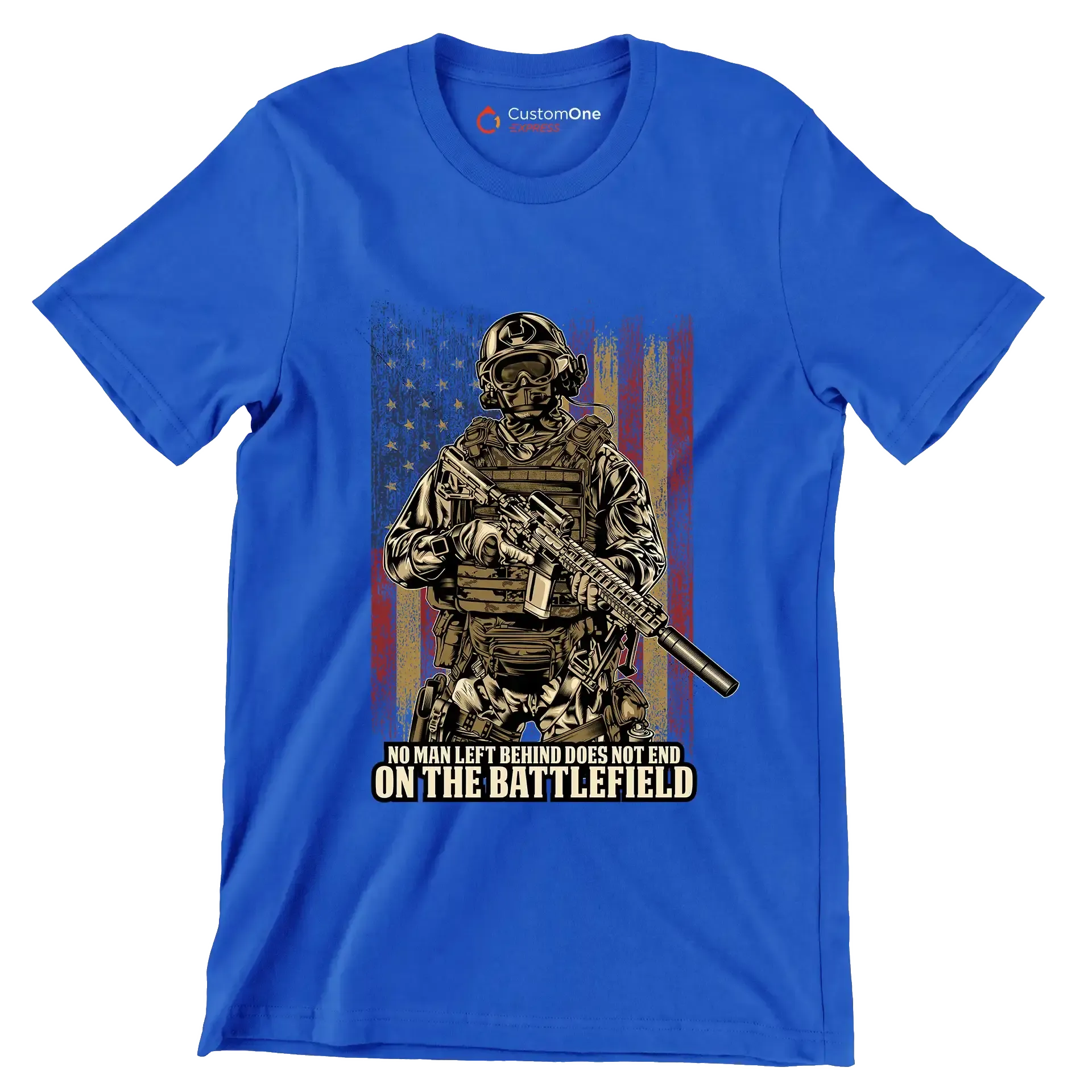 No man left behind does not end on the battlefield - Veterans Themed T-Shirt-Blue-Custom One Express