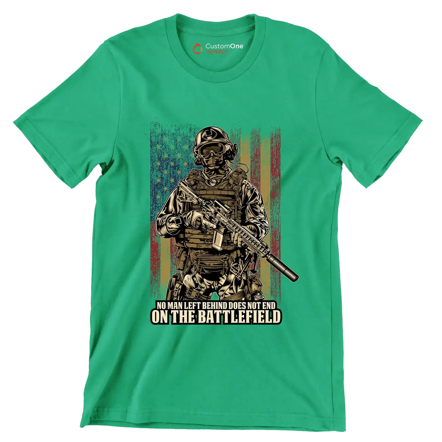 No man left behind does not end on the battlefield - Veterans Themed T-Shirt-Green-Custom One Express
