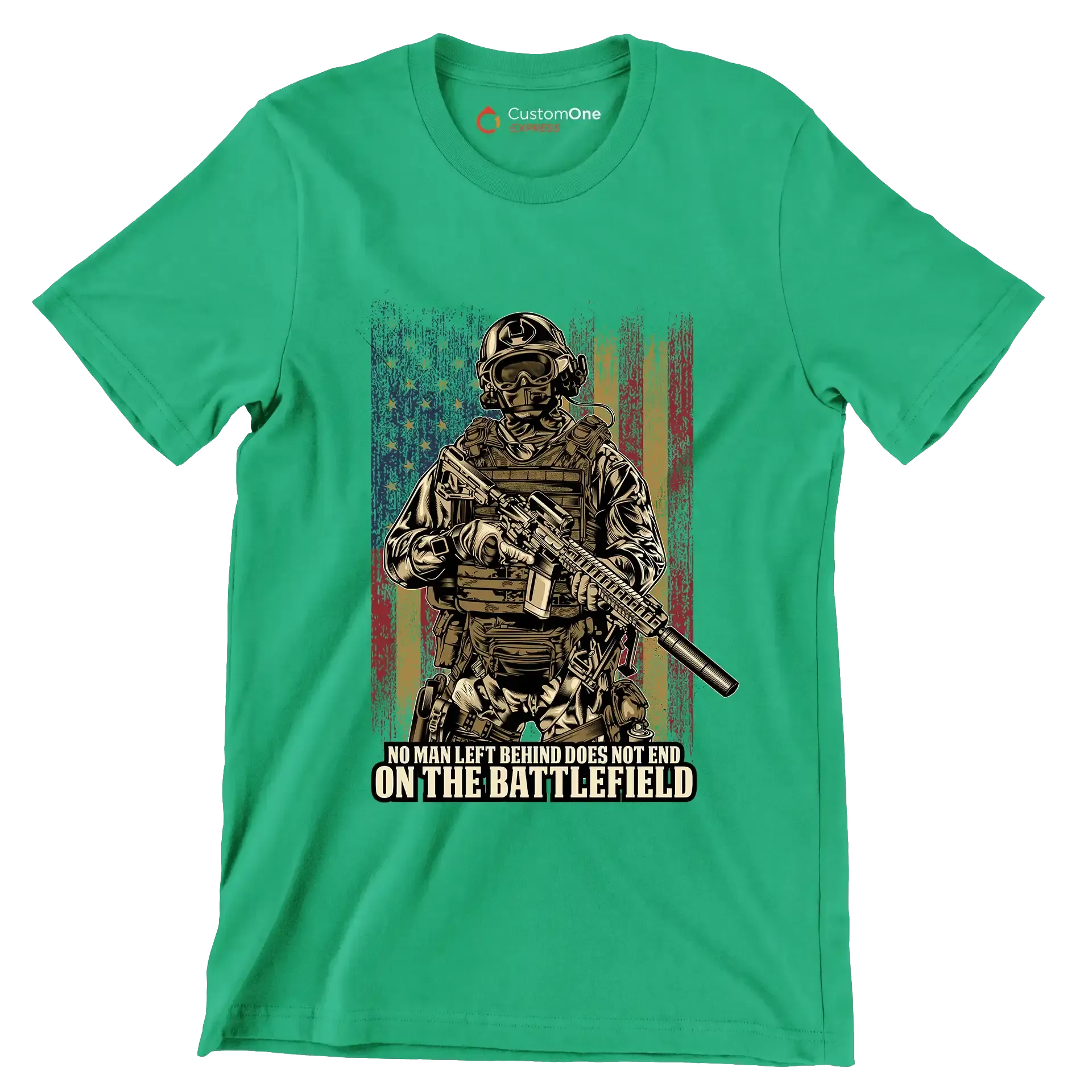 No man left behind does not end on the battlefield - Veterans Themed T-Shirt-Green-Custom One Express