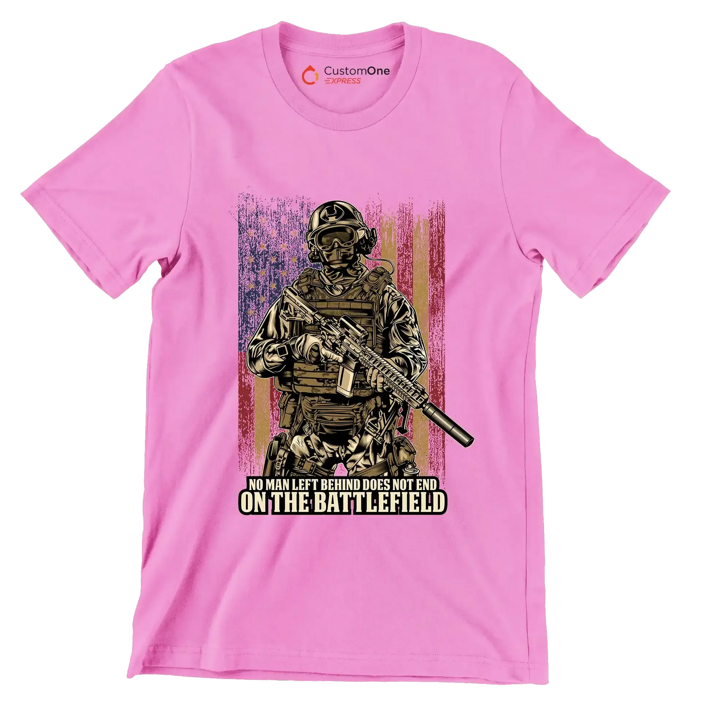 No man left behind does not end on the battlefield - Veterans Themed T-Shirt-Pink-Custom One Express