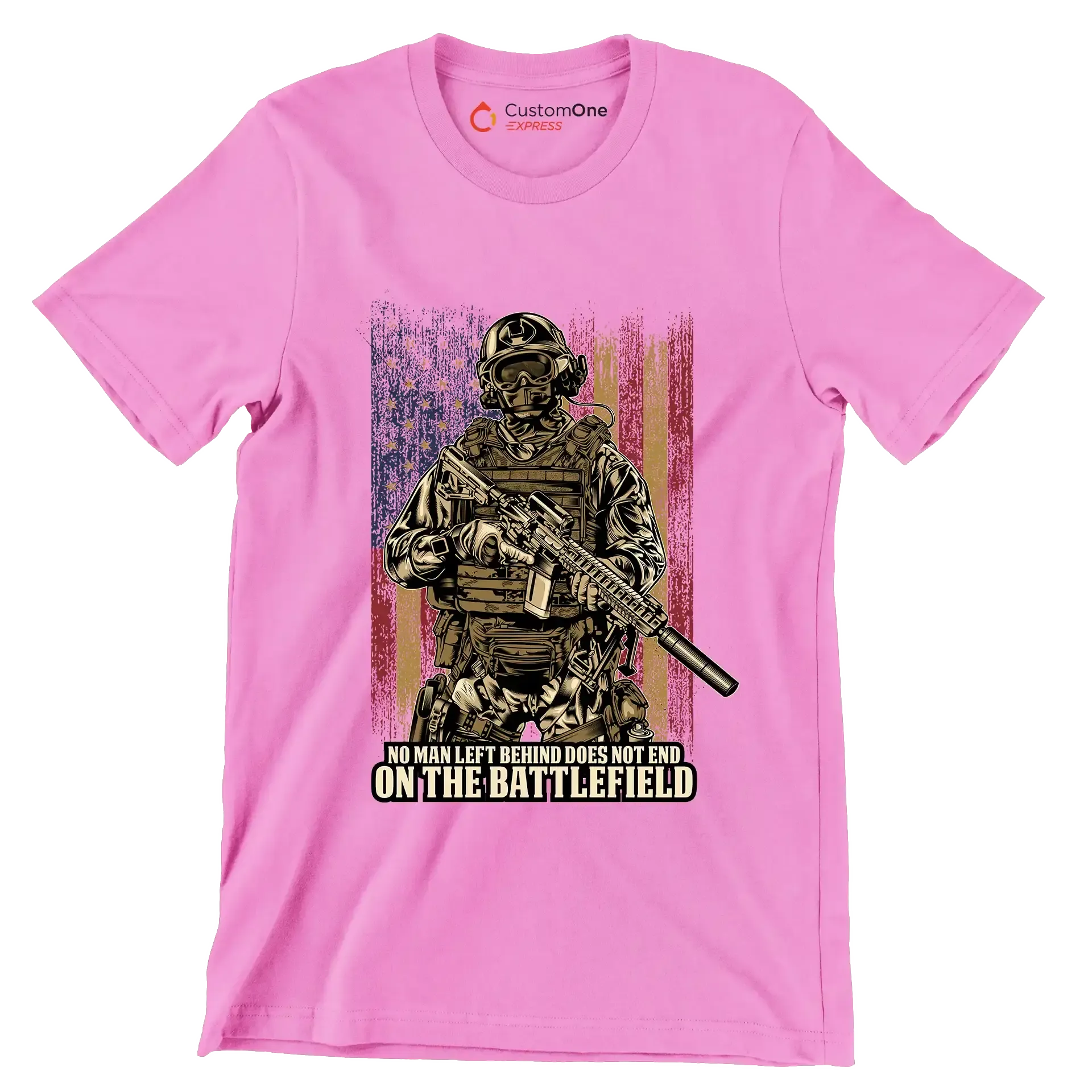 No man left behind does not end on the battlefield - Veterans Themed T-Shirt-Pink-Custom One Express