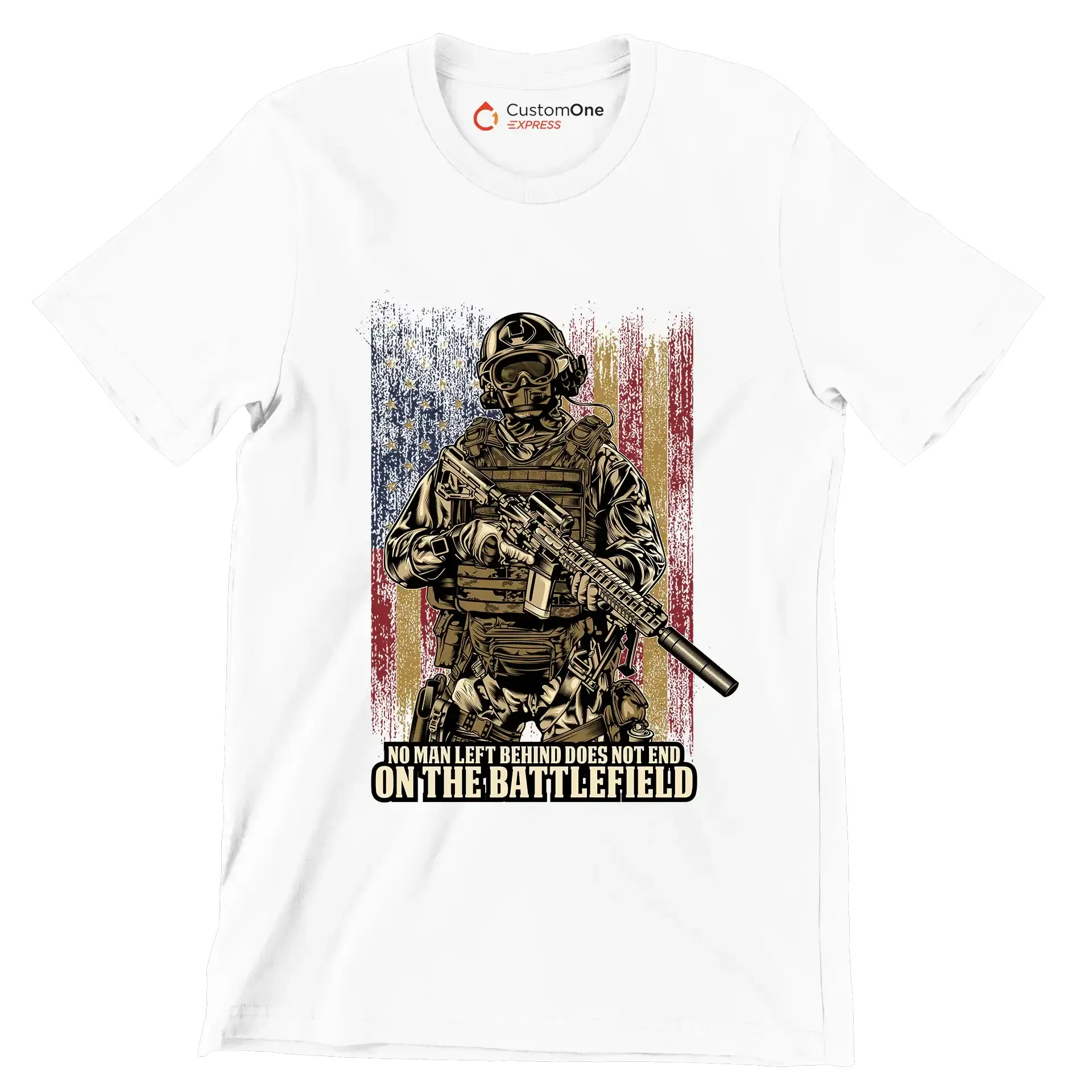 No man left behind does not end on the battlefield - Veterans Themed T-Shirt-White-Custom One Express