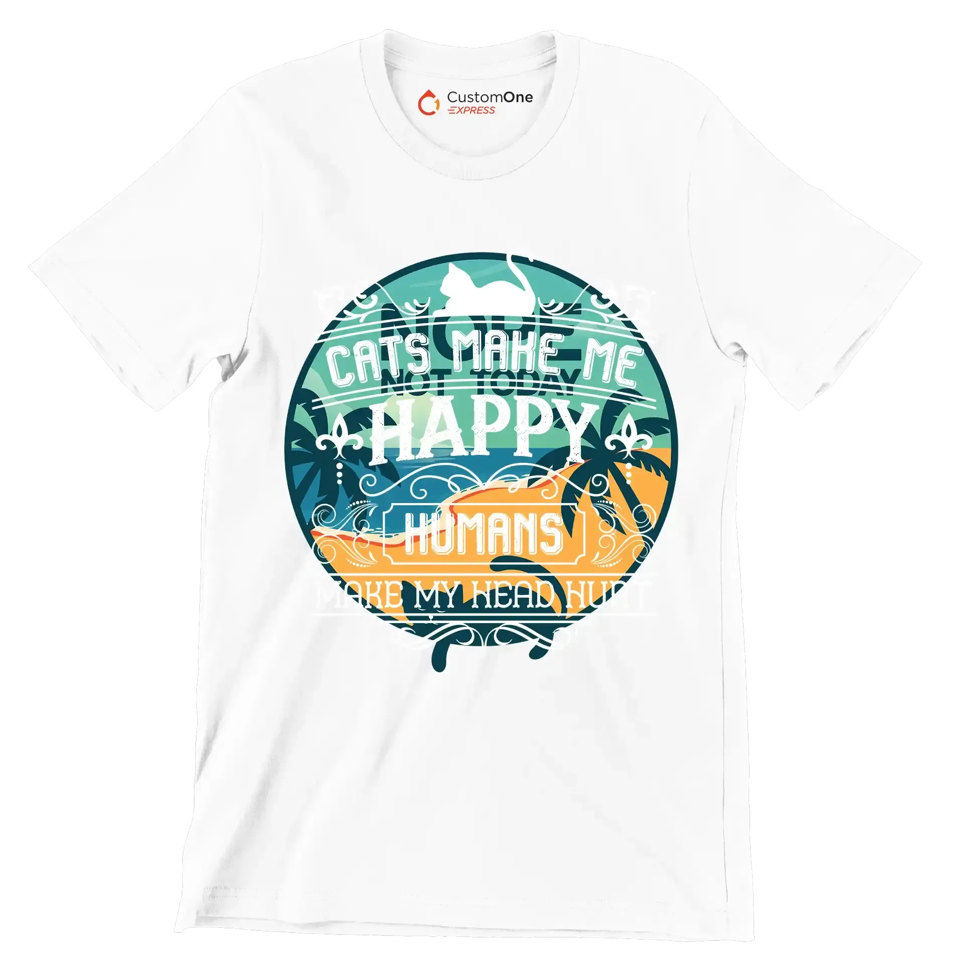 Nope not today - Cat Themed T-Shirt-White-S-Custom One Express