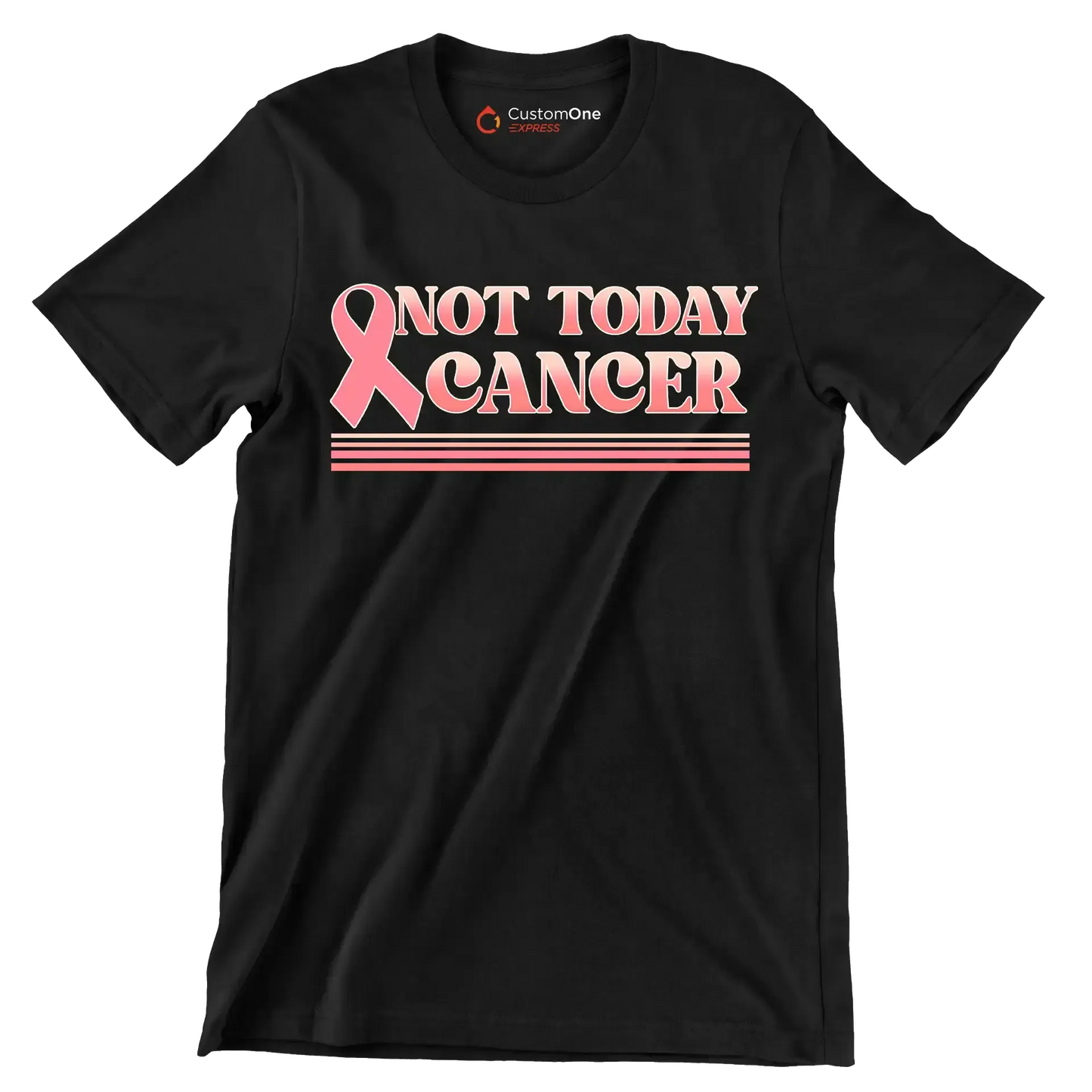 Not Today Cancer - Breast Cancer Awareness T-Shirt-Black-S-Custom One Express