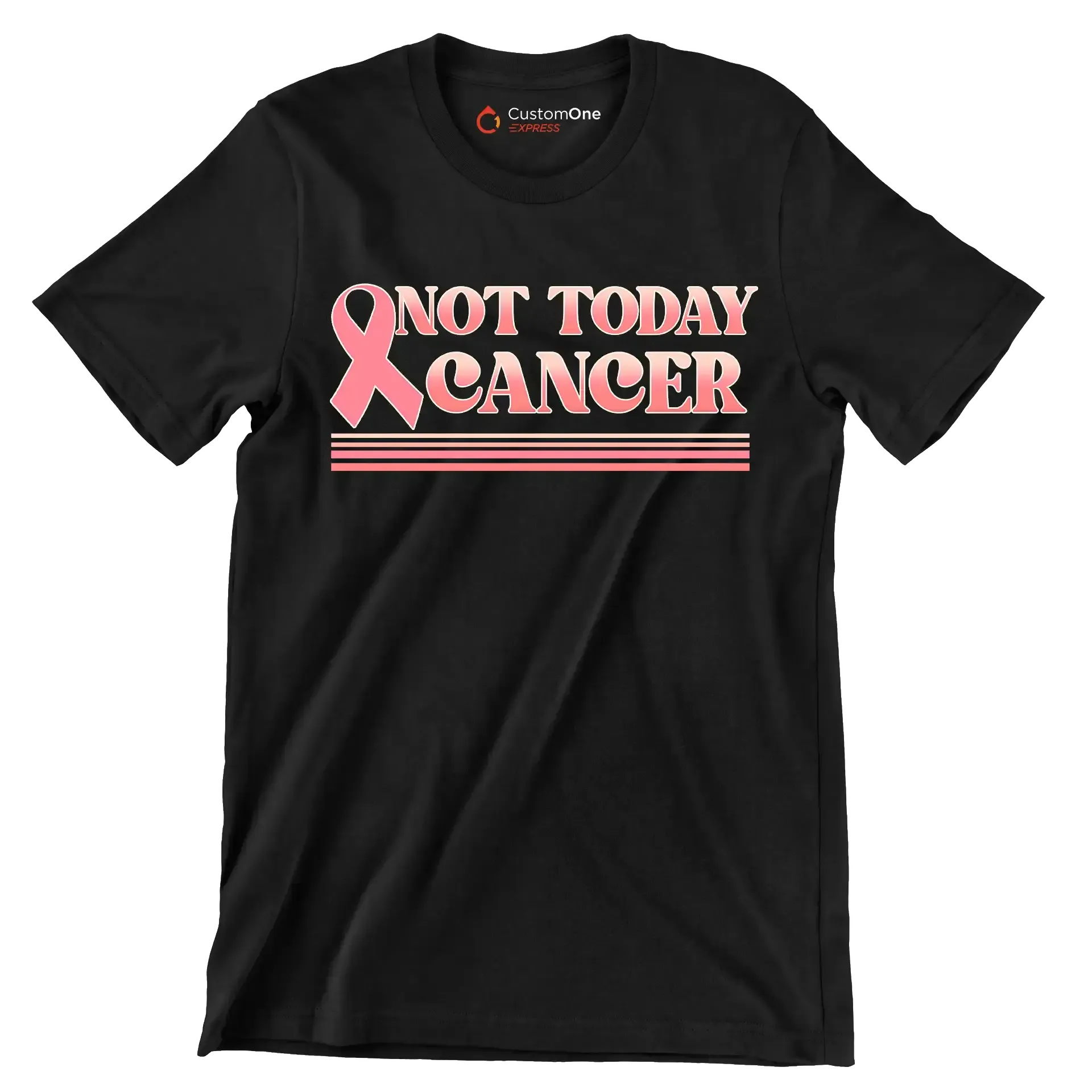 Not Today Cancer - Breast Cancer Awareness T-Shirt-Black-S-Custom One Express