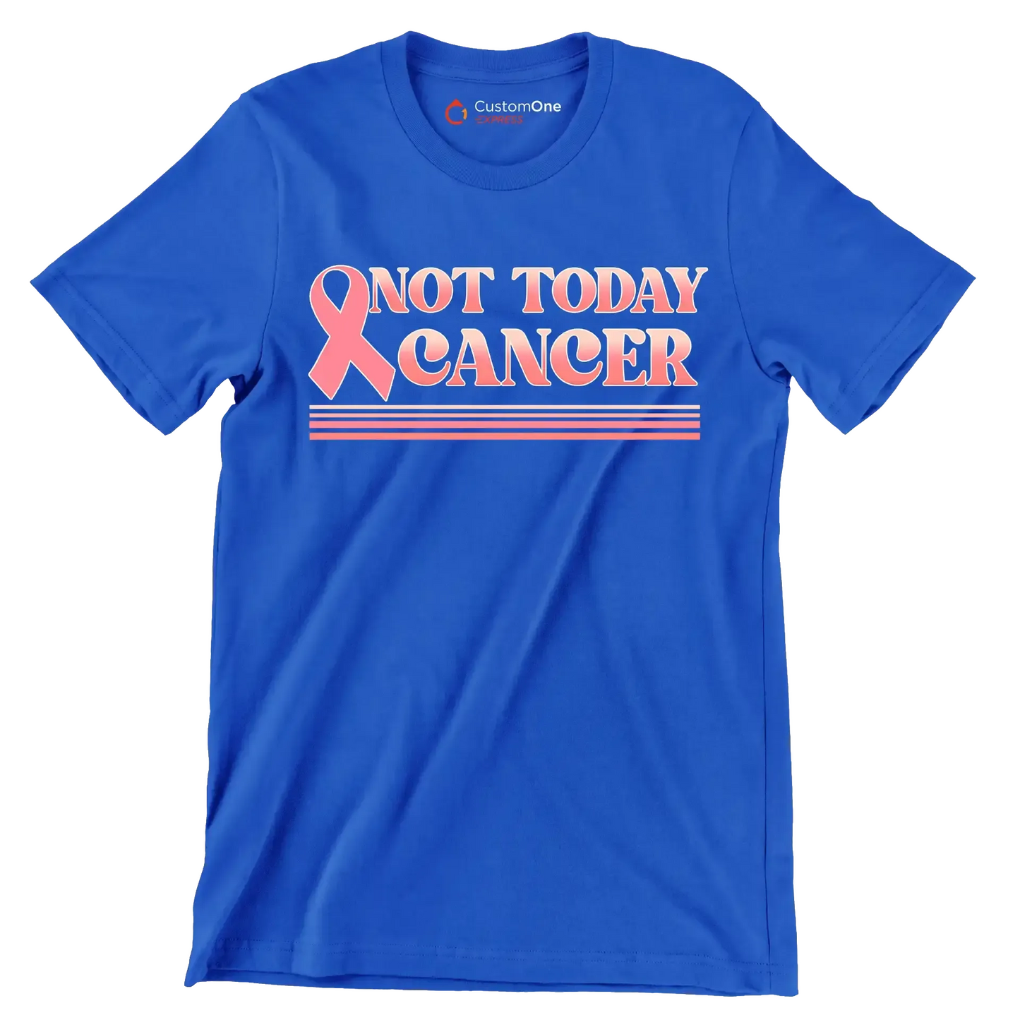 Not Today Cancer - Breast Cancer Awareness T-Shirt-Blue-S-Custom One Express