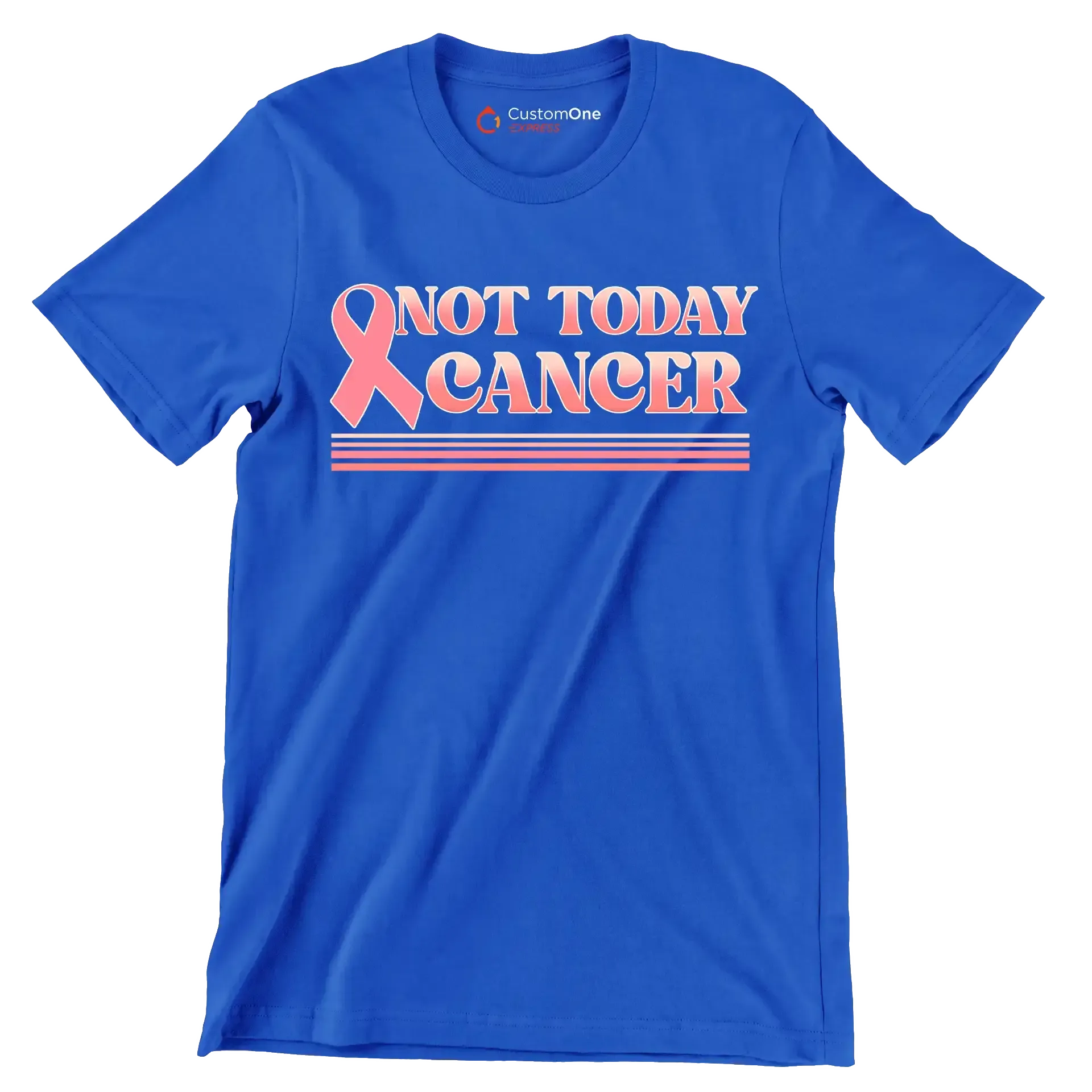 Not Today Cancer - Breast Cancer Awareness T-Shirt-Blue-S-Custom One Express