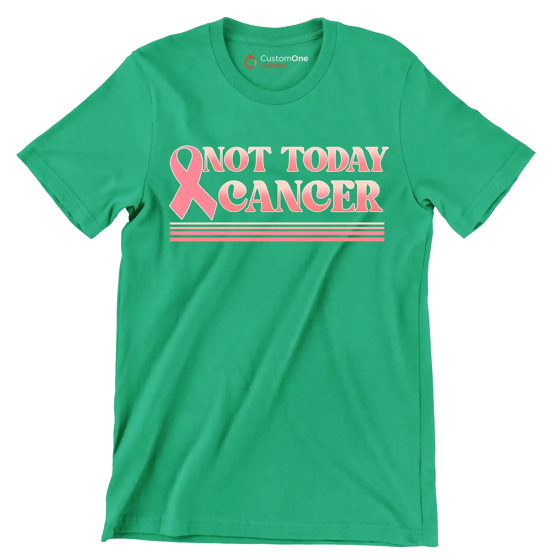Not Today Cancer - Breast Cancer Awareness T-Shirt-Green-S-Custom One Express