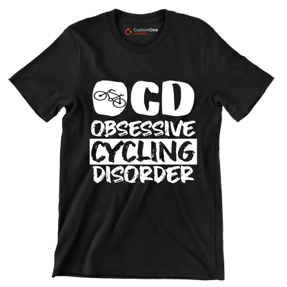 OCD OBSESSIVE CYCLING DISORDER - Bicycle Themed T-Shirt-Black-S-Custom One Express