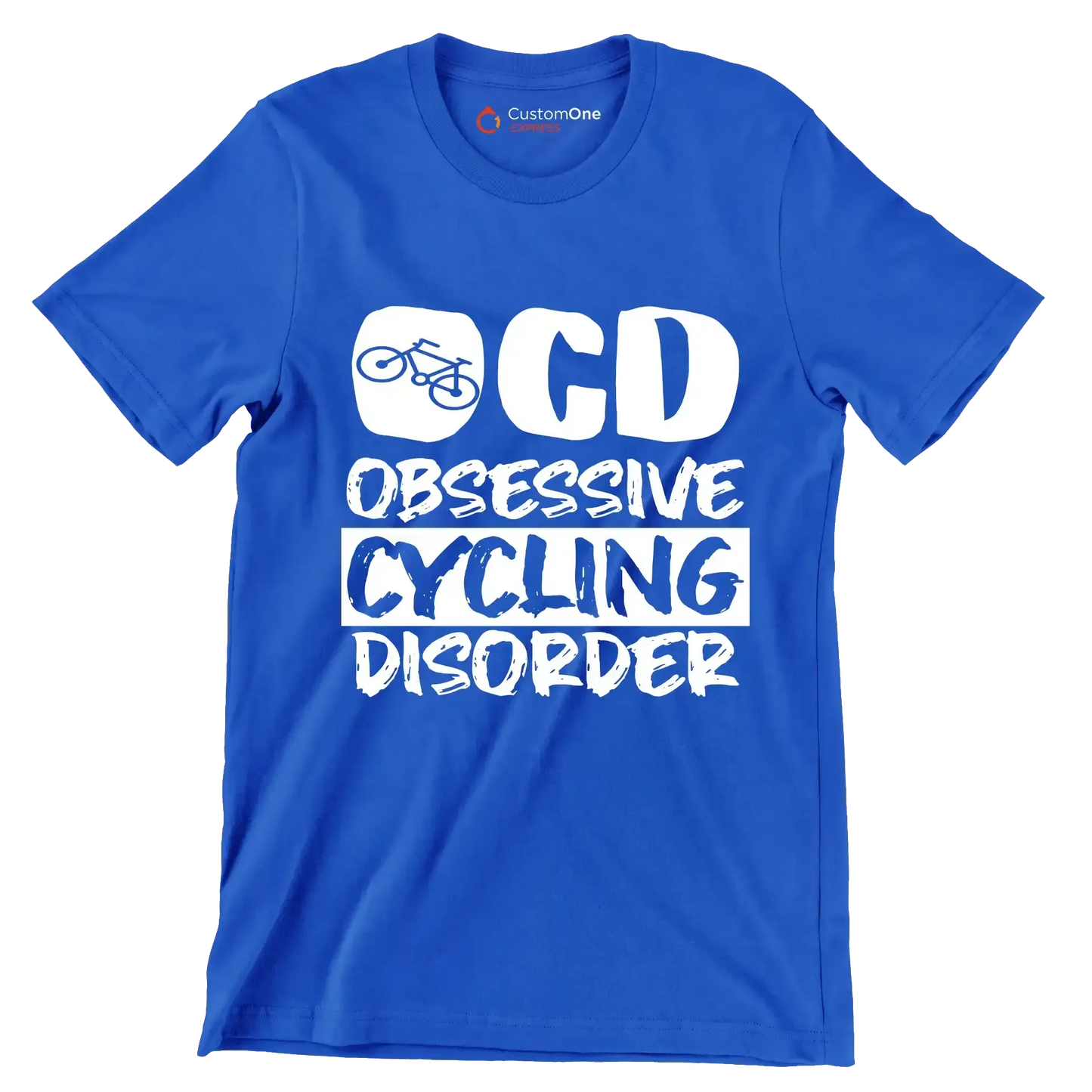 OCD OBSESSIVE CYCLING DISORDER - Bicycle Themed T-Shirt-Blue-S-Custom One Express