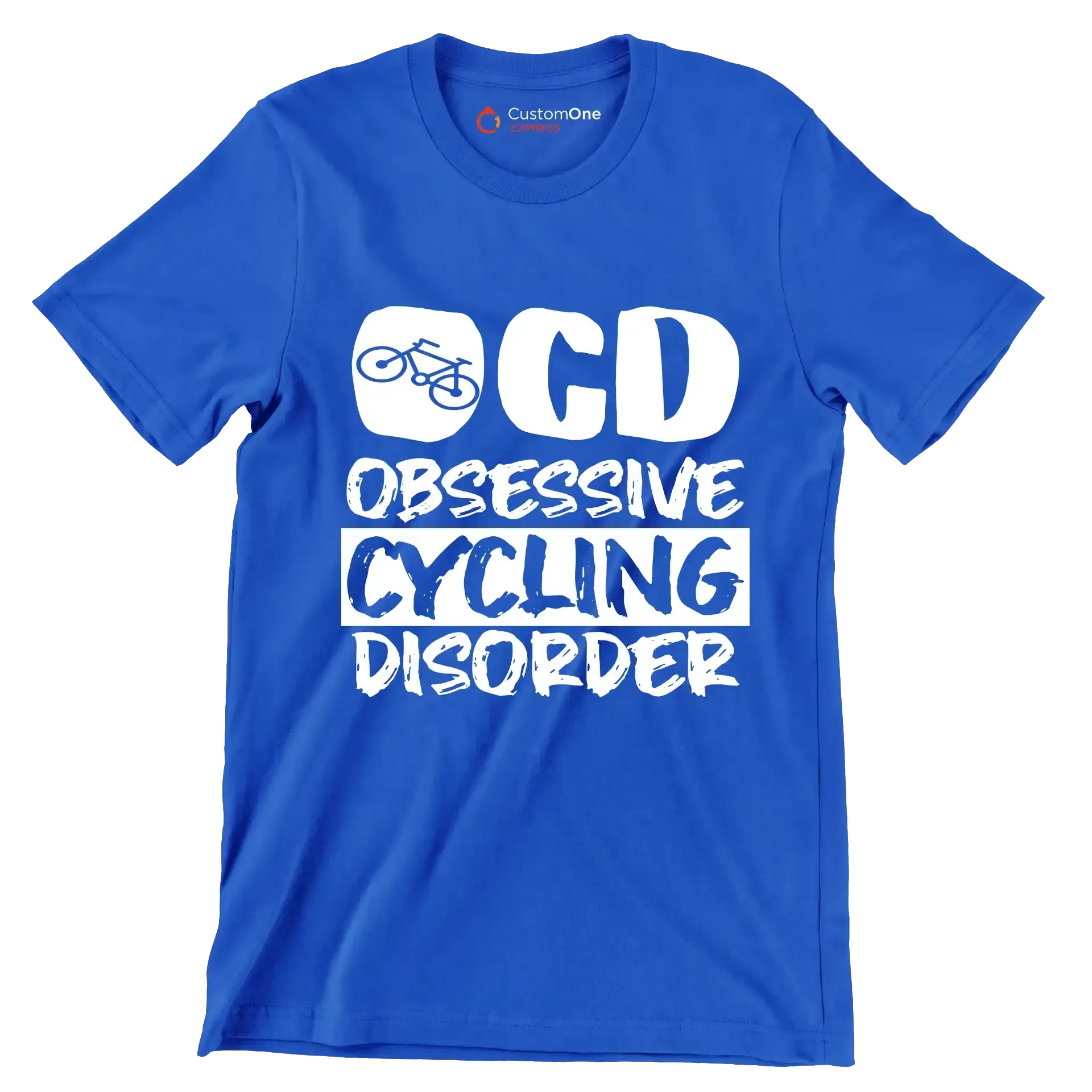 OCD OBSESSIVE CYCLING DISORDER - Bicycle Themed T-Shirt-Blue-S-Custom One Express