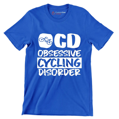 OCD OBSESSIVE CYCLING DISORDER - Bicycle Themed T-Shirt-Blue-S-Custom One Express