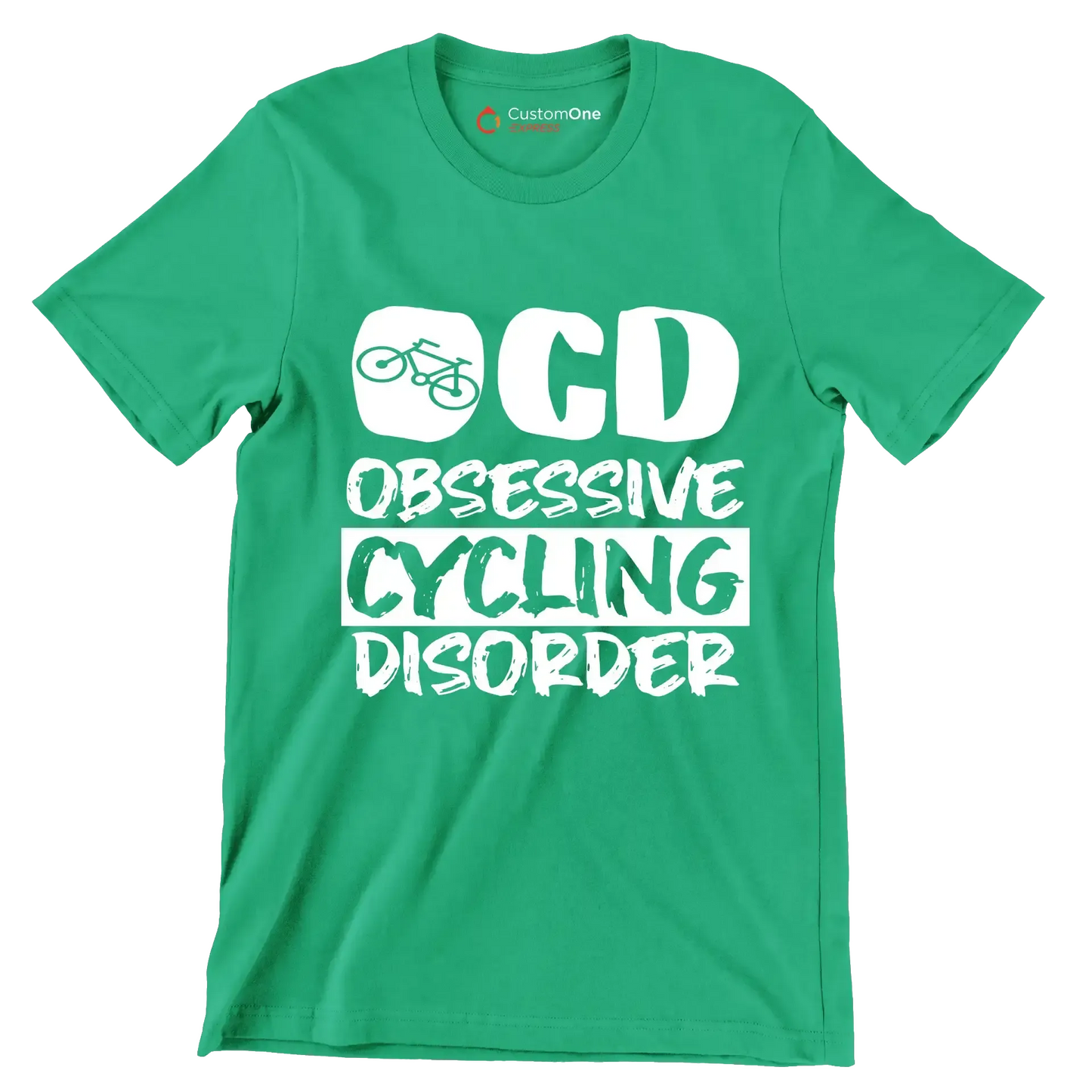 OCD OBSESSIVE CYCLING DISORDER - Bicycle Themed T-Shirt-Green-S-Custom One Express