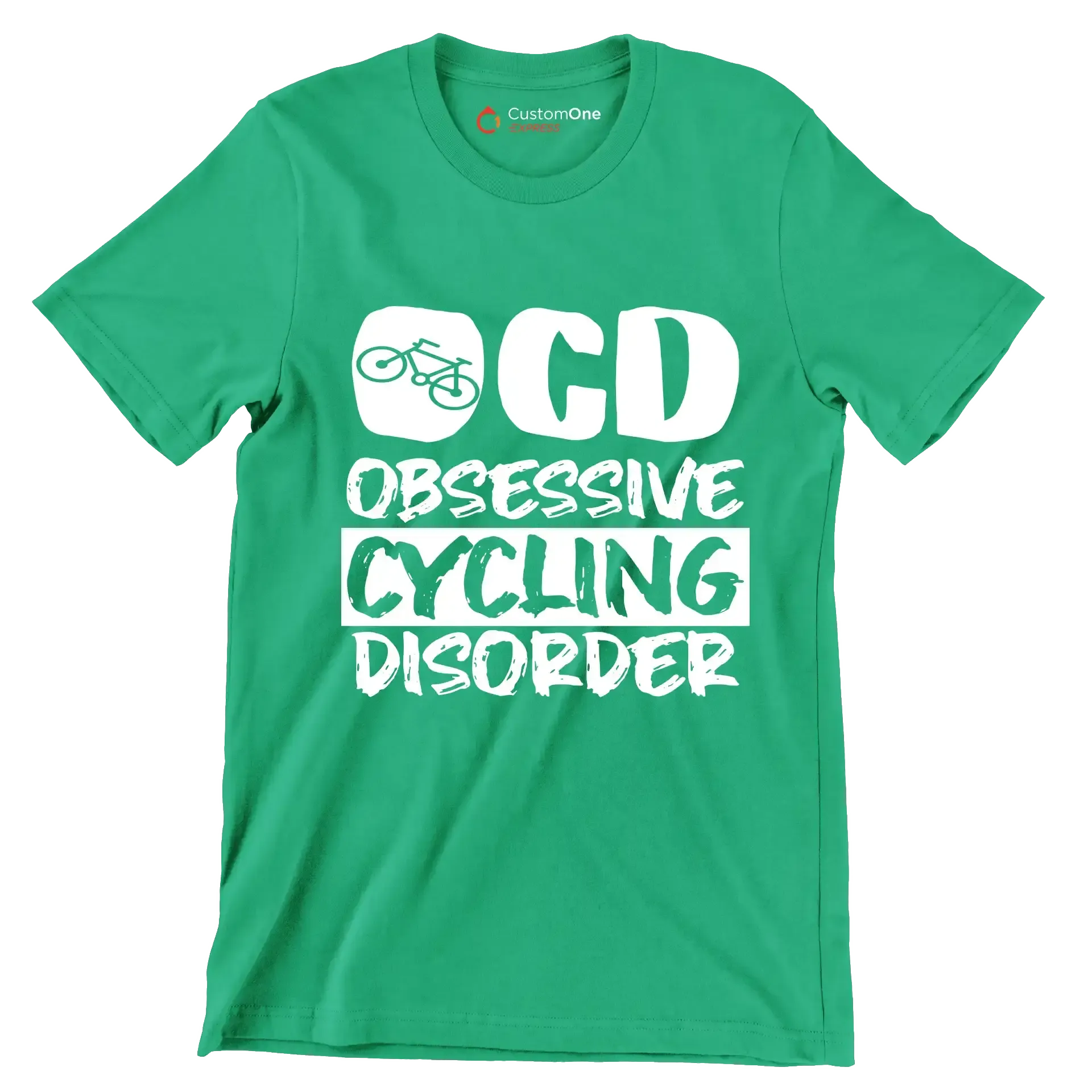 OCD OBSESSIVE CYCLING DISORDER - Bicycle Themed T-Shirt-Green-S-Custom One Express