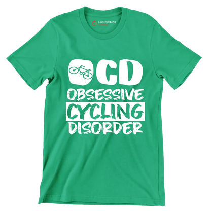 OCD OBSESSIVE CYCLING DISORDER - Bicycle Themed T-Shirt-Green-S-Custom One Express