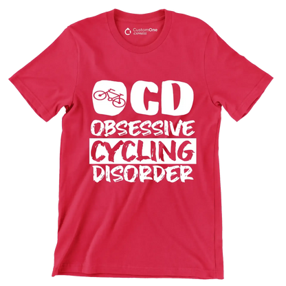 OCD OBSESSIVE CYCLING DISORDER - Bicycle Themed T-Shirt-Red-S-Custom One Express