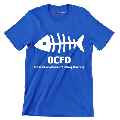 OCFD obsessive compulsive fishing disorder - Fishing Themed T-Shirt-Blue-S-Custom One Express