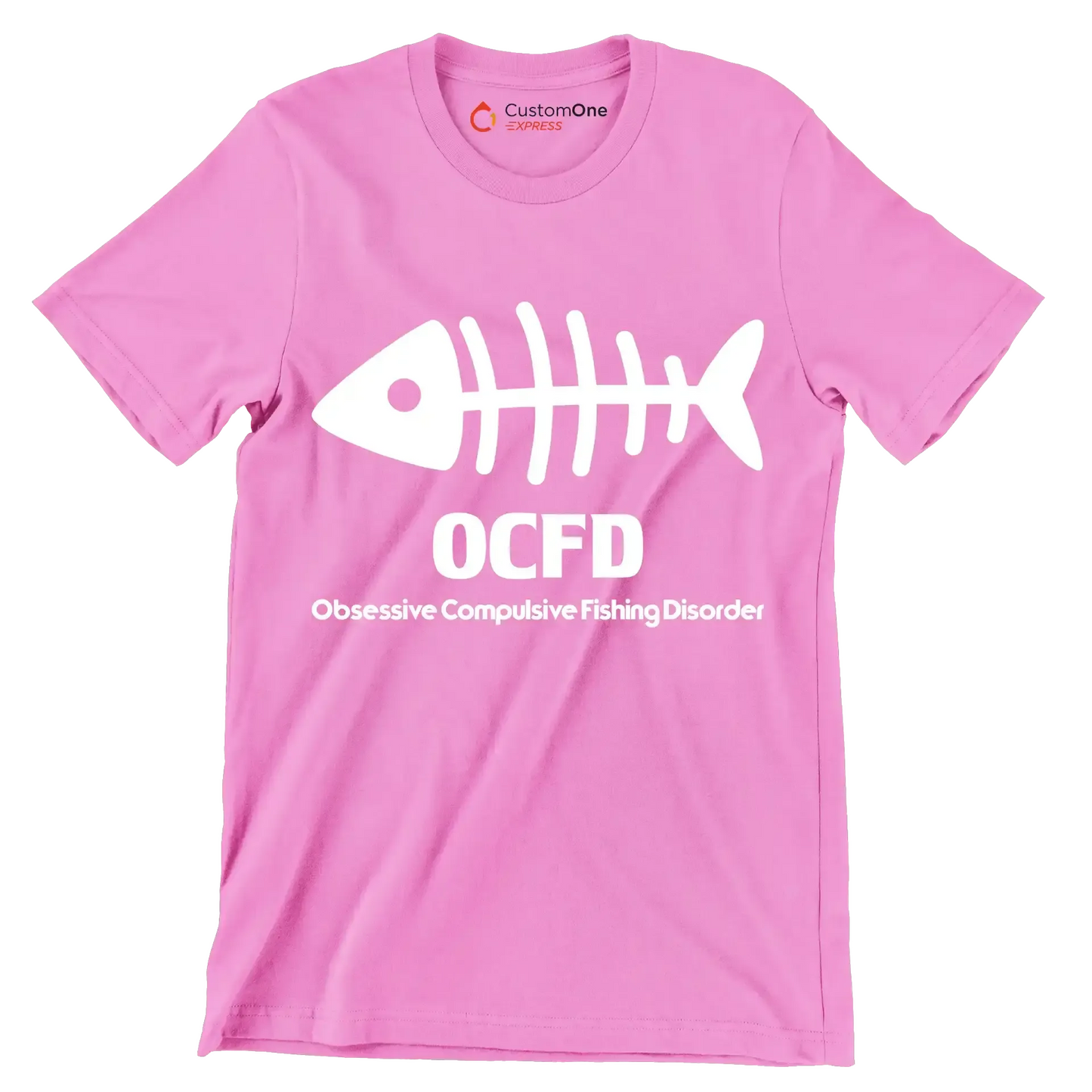 OCFD obsessive compulsive fishing disorder - Fishing Themed T-Shirt-Pink-S-Custom One Express