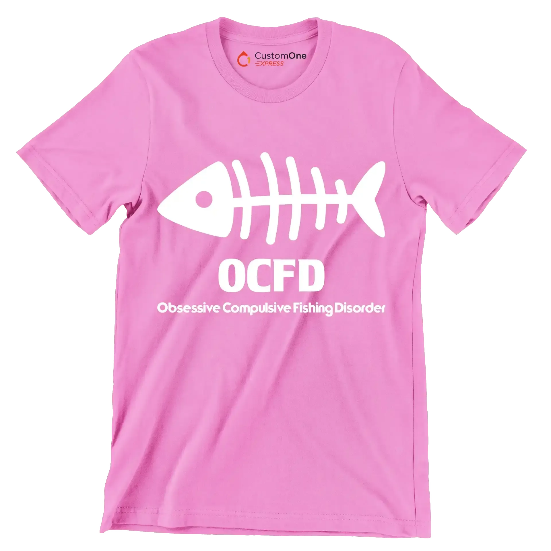 OCFD obsessive compulsive fishing disorder - Fishing Themed T-Shirt-Pink-S-Custom One Express