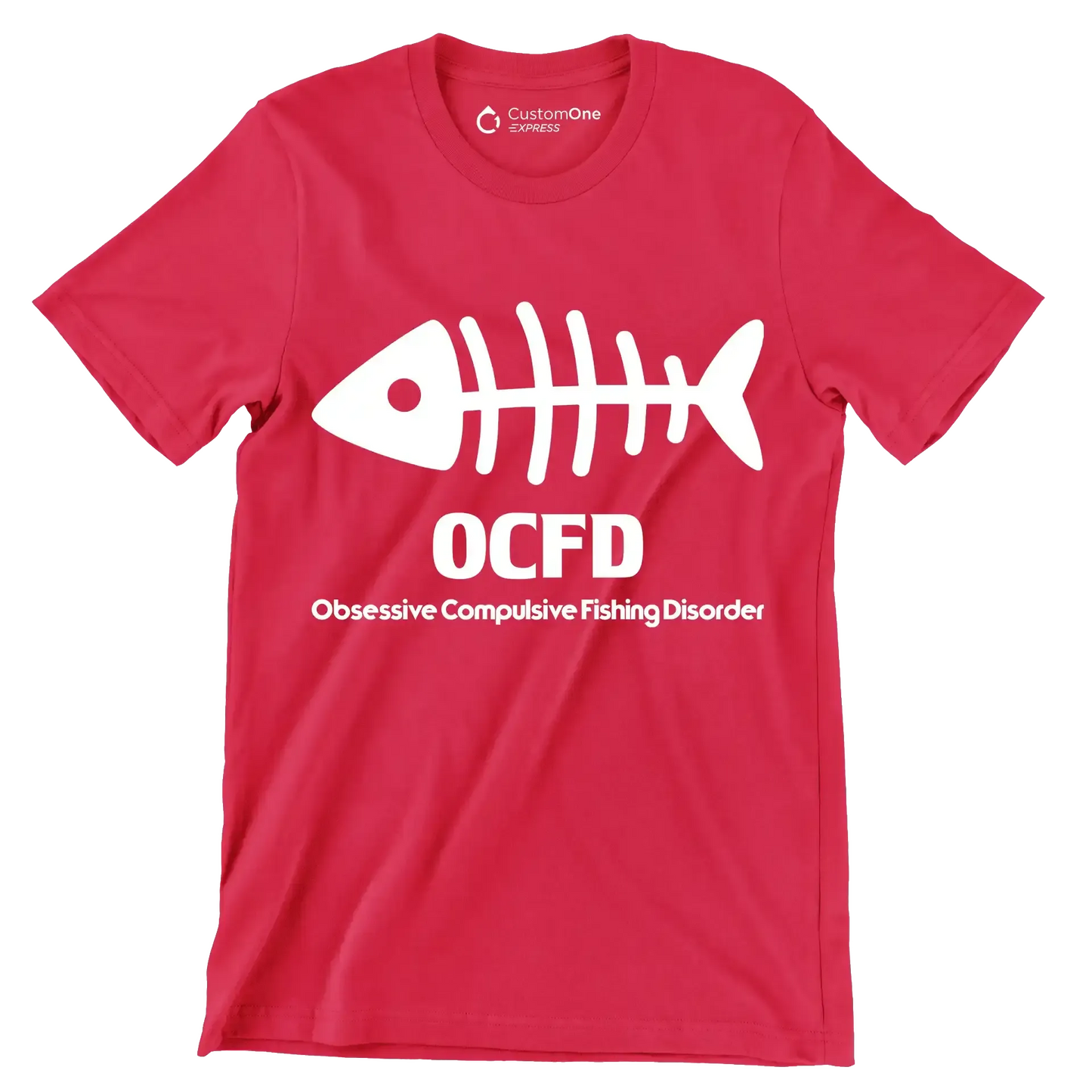 OCFD obsessive compulsive fishing disorder - Fishing Themed T-Shirt-Red-S-Custom One Express