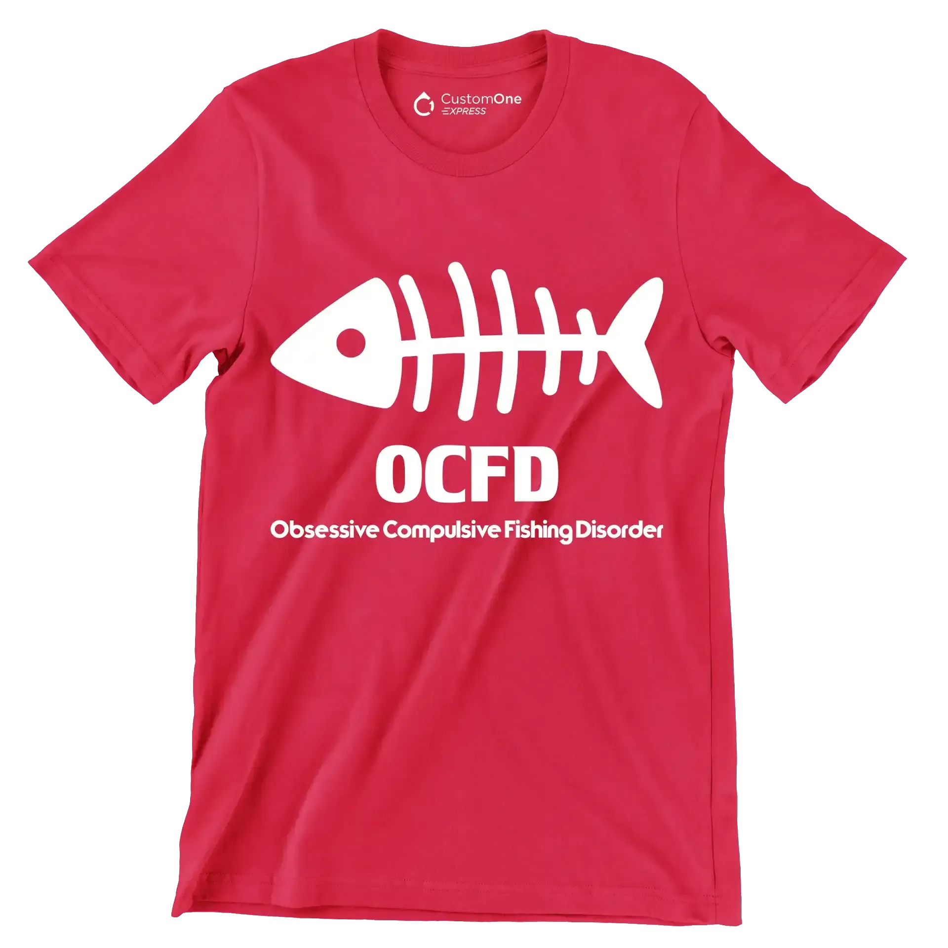 OCFD obsessive compulsive fishing disorder - Fishing Themed T-Shirt-Red-S-Custom One Express