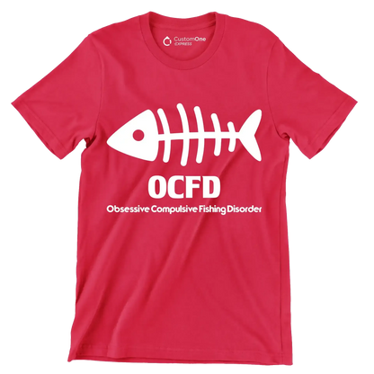 OCFD obsessive compulsive fishing disorder - Fishing Themed T-Shirt-Red-S-Custom One Express