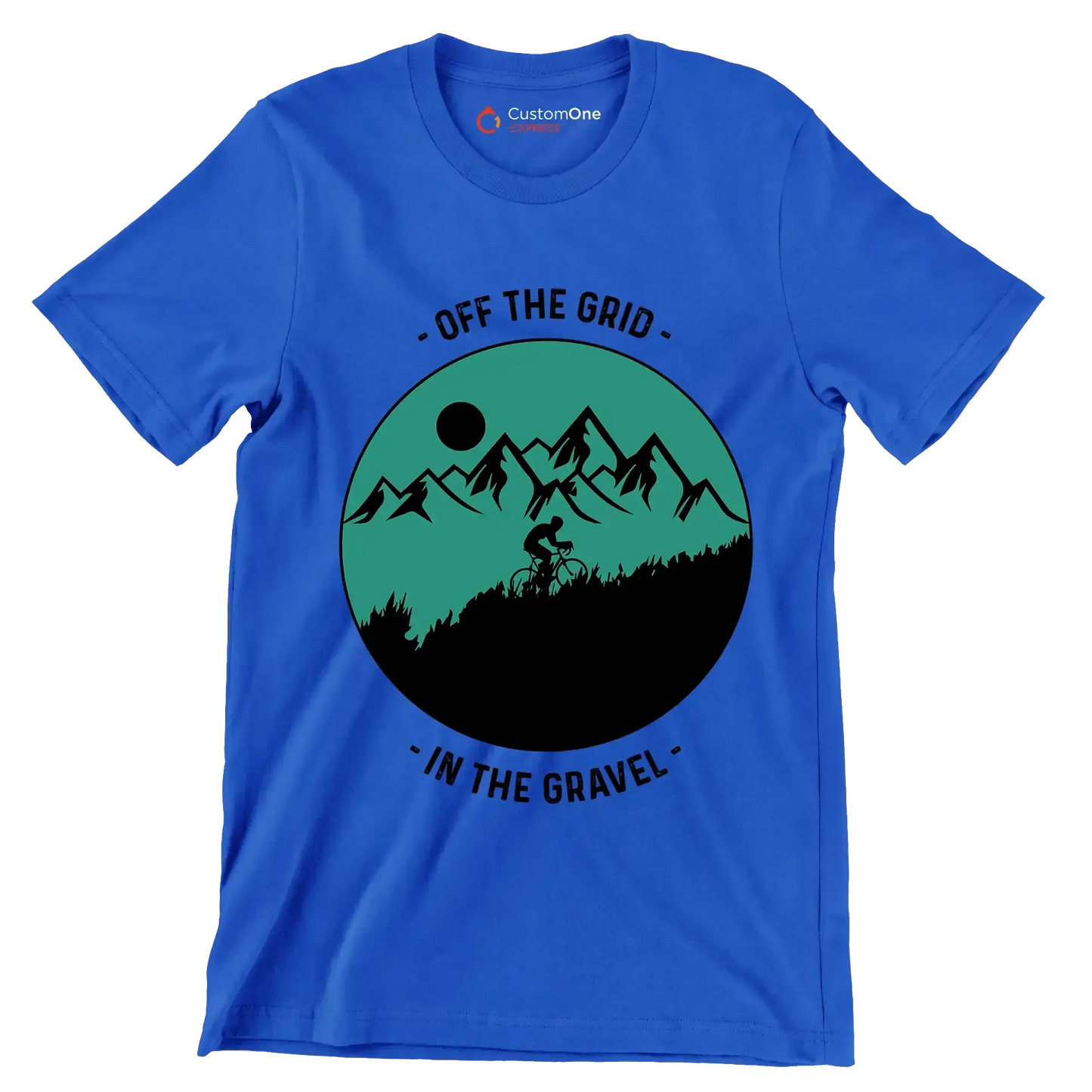 OFF THE GRID - IN THE GRAVEL - Bicycle Themed T-Shirt-Blue-S-Custom One Express