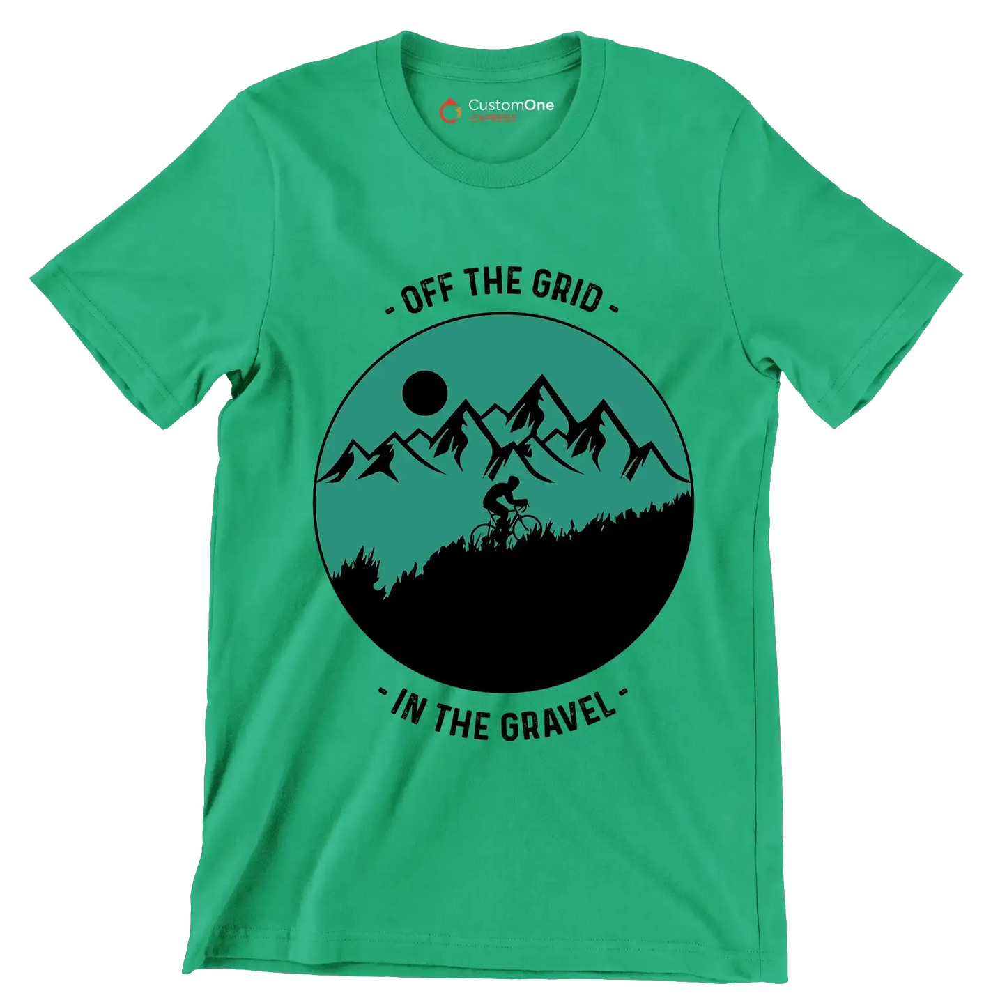 OFF THE GRID - IN THE GRAVEL - Bicycle Themed T-Shirt-Green-S-Custom One Express