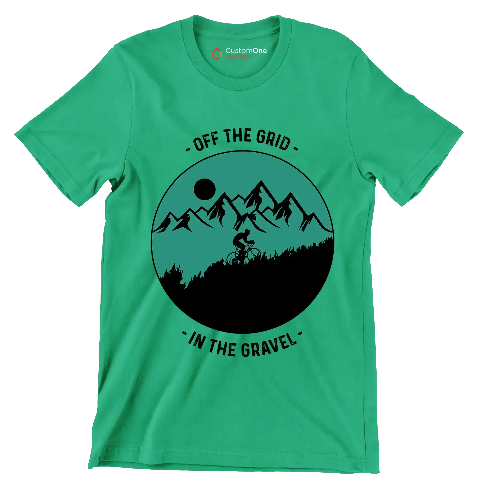 OFF THE GRID - IN THE GRAVEL - Bicycle Themed T-Shirt-Green-S-Custom One Express