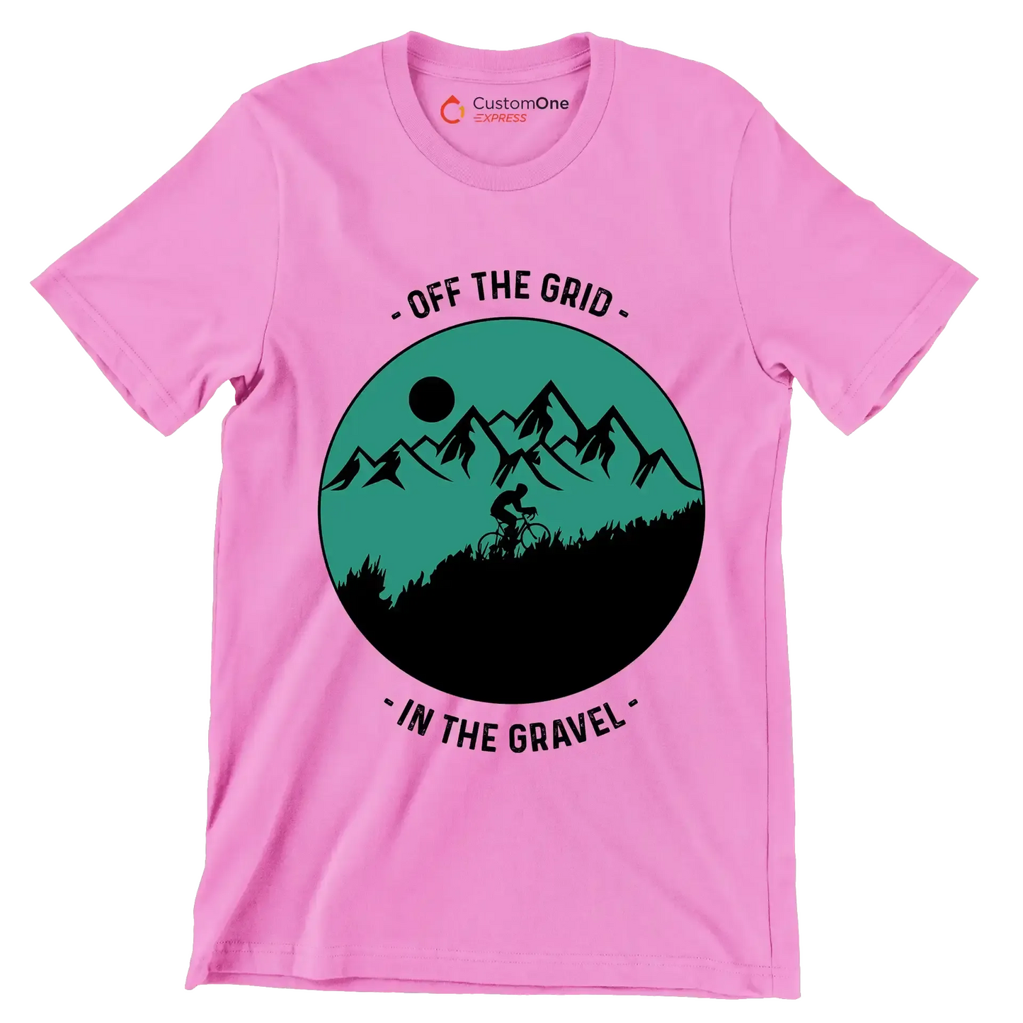 OFF THE GRID - IN THE GRAVEL - Bicycle Themed T-Shirt-Pink-S-Custom One Express