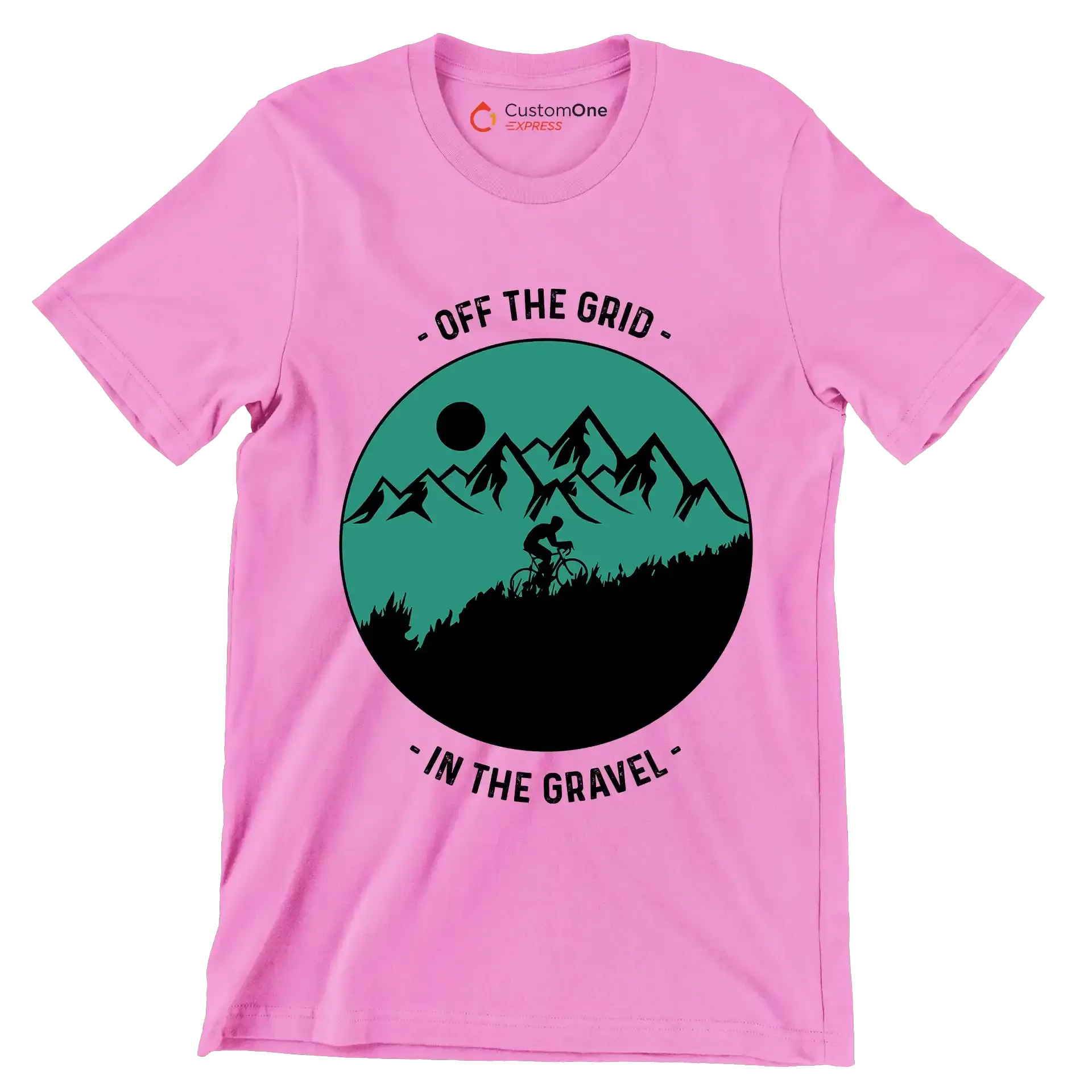 OFF THE GRID - IN THE GRAVEL - Bicycle Themed T-Shirt-Pink-S-Custom One Express