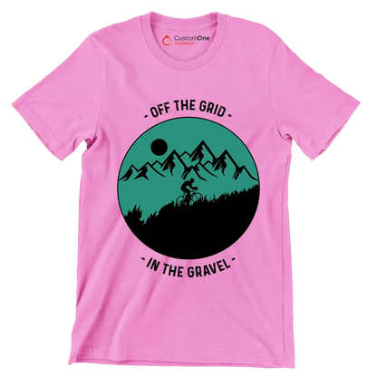 OFF THE GRID - IN THE GRAVEL - Bicycle Themed T-Shirt-Pink-S-Custom One Express