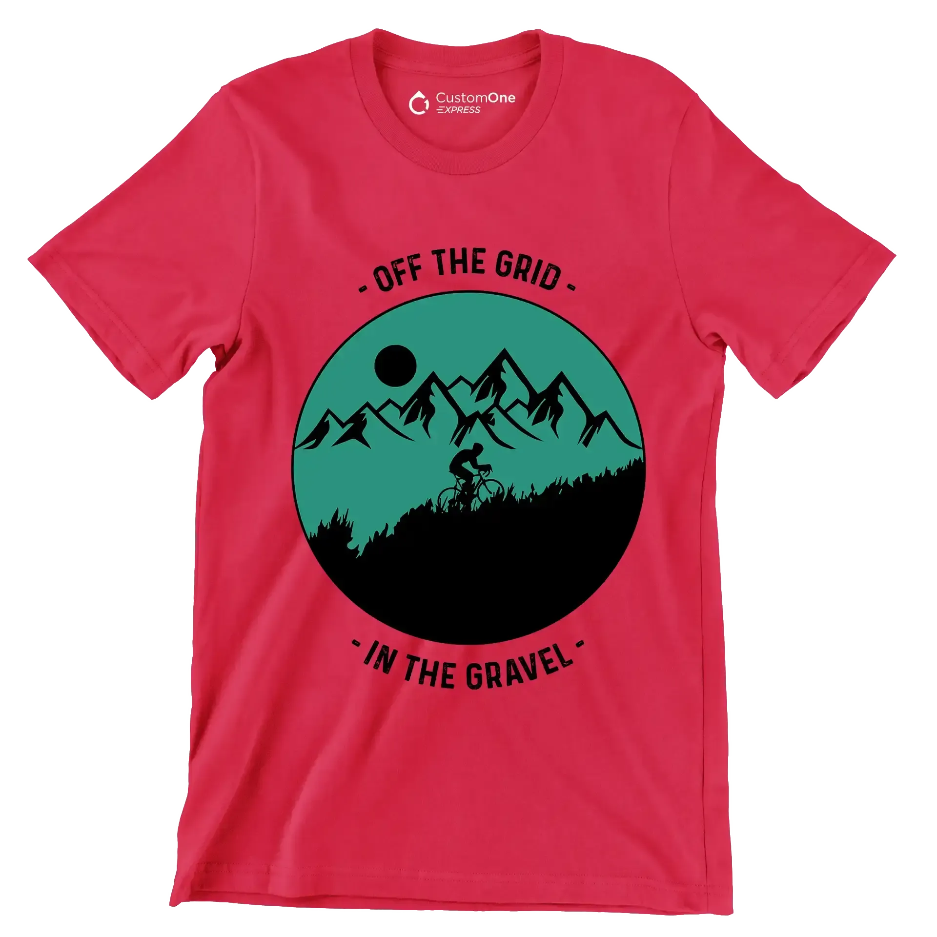 OFF THE GRID - IN THE GRAVEL - Bicycle Themed T-Shirt-Red-S-Custom One Express