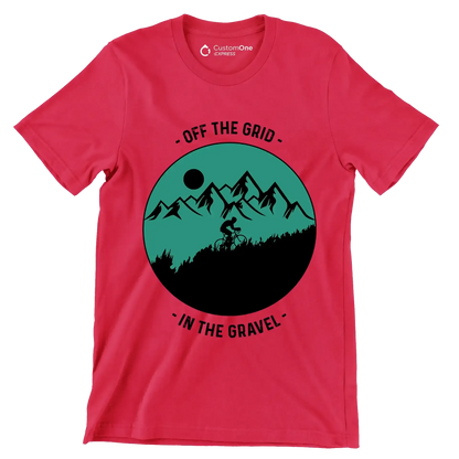 OFF THE GRID - IN THE GRAVEL - Bicycle Themed T-Shirt-Red-S-Custom One Express
