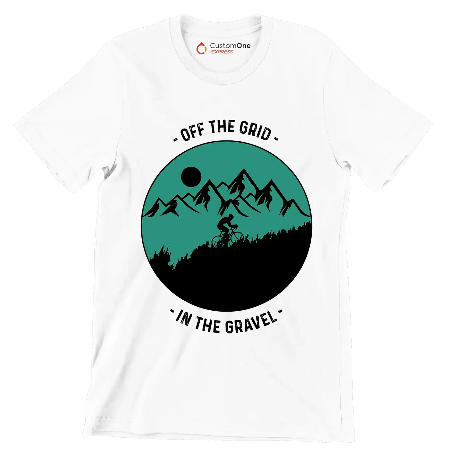 OFF THE GRID - IN THE GRAVEL - Bicycle Themed T-Shirt-White-S-Custom One Express